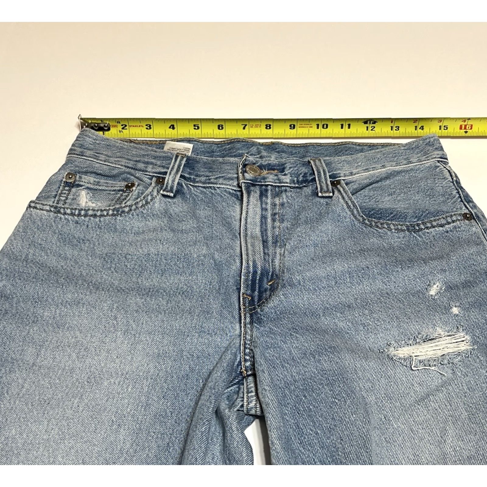 Levi's Levi’s Premium Jeans Baggy Dad Womens Blue Distressed 29x29/29x30 Big E 90s Retro Size 29" - 3 Thumbnail