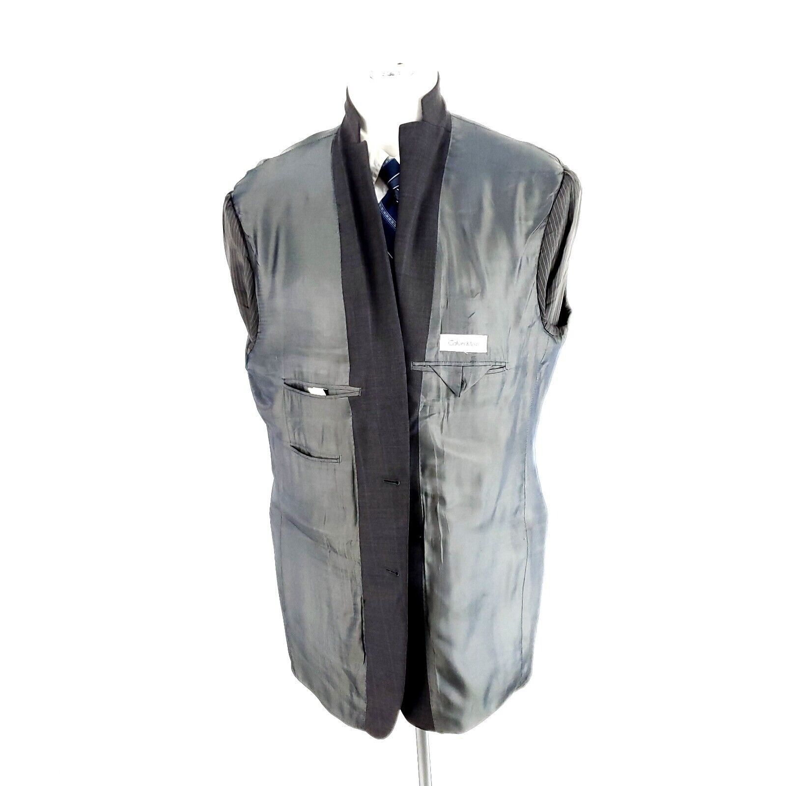 Calvin Klein Calvin Klein Wool 2 Button Blazer 44L Gray Sharkskin Size 44L - 9 Thumbnail