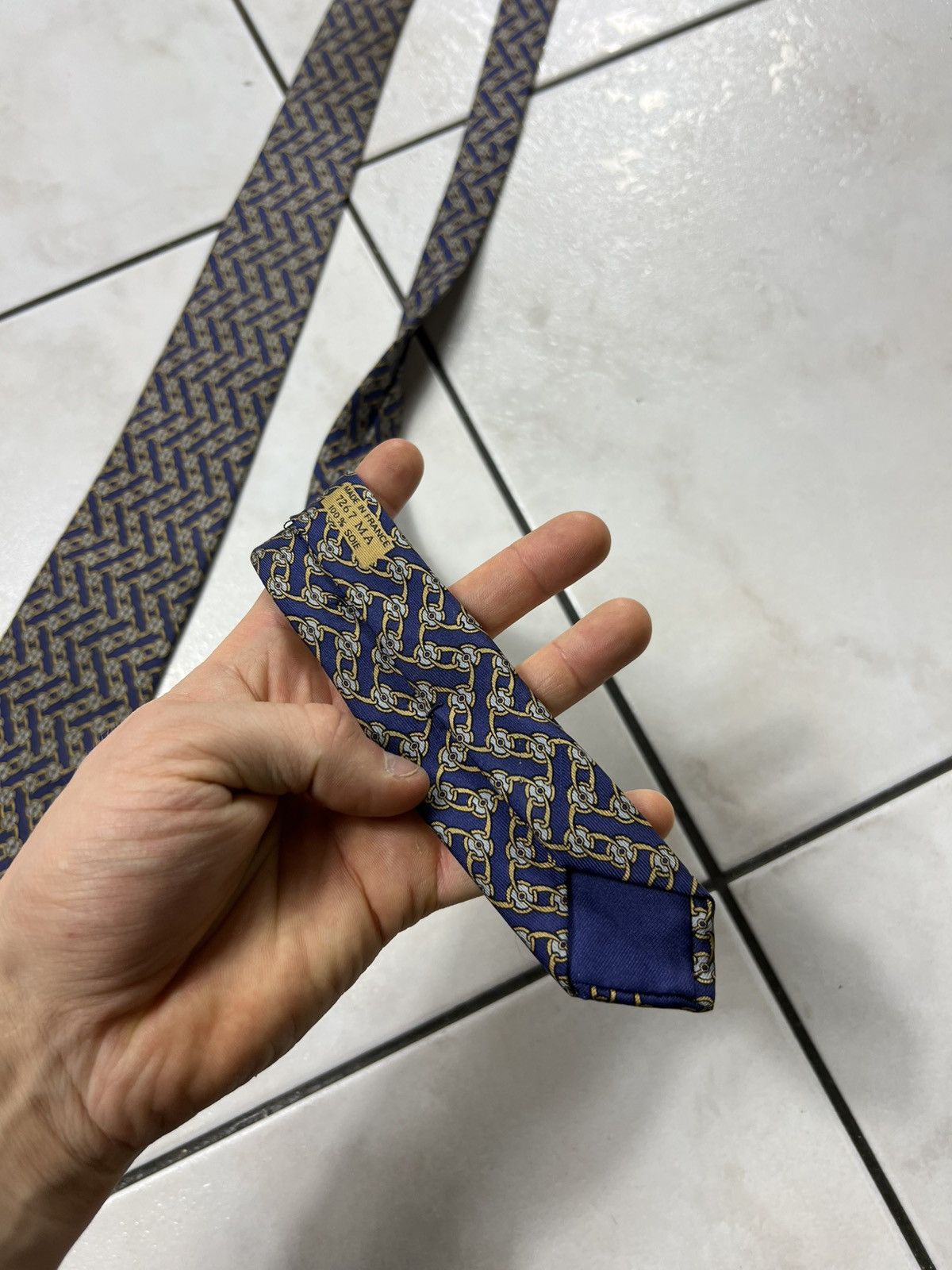 Hermes Vintage Hermes Paris silk tie monogram 7267 MA Size ONE SIZE - 10 Thumbnail