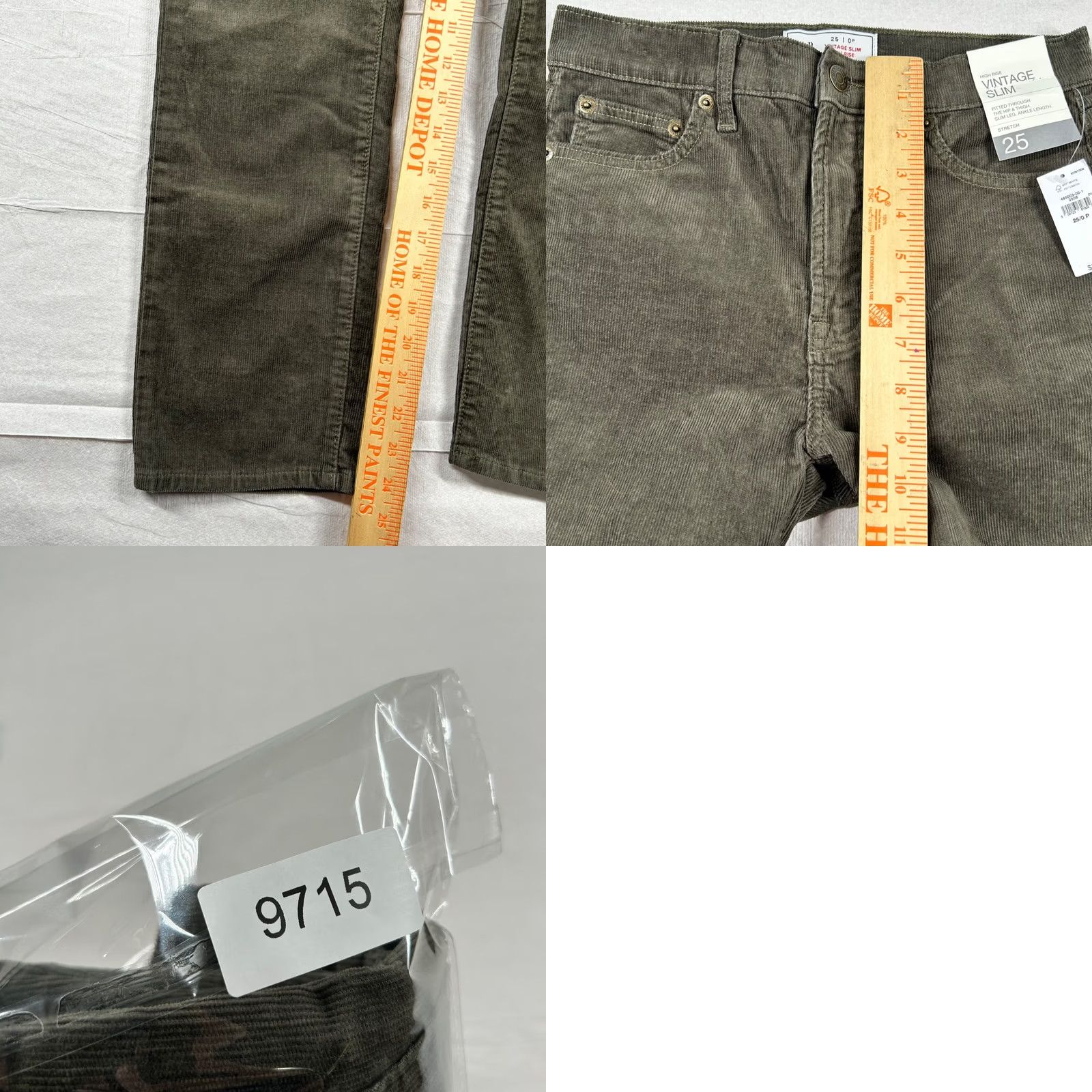 Gap Gap Pants Womens 0P Petite Corduroy Slim High Rise Olive Green 25 In Inseam Vintage No Boys Mens Womens Size 25" / US 0 / IT 36 - 8 Thumbnail