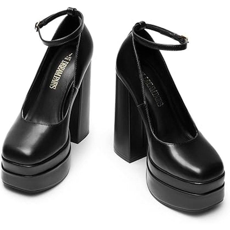 Other Dream Pairs Women's 8.5 Black Closed Toe Platform Heels Size US 8.5 / IT 38.5 - 4 Thumbnail