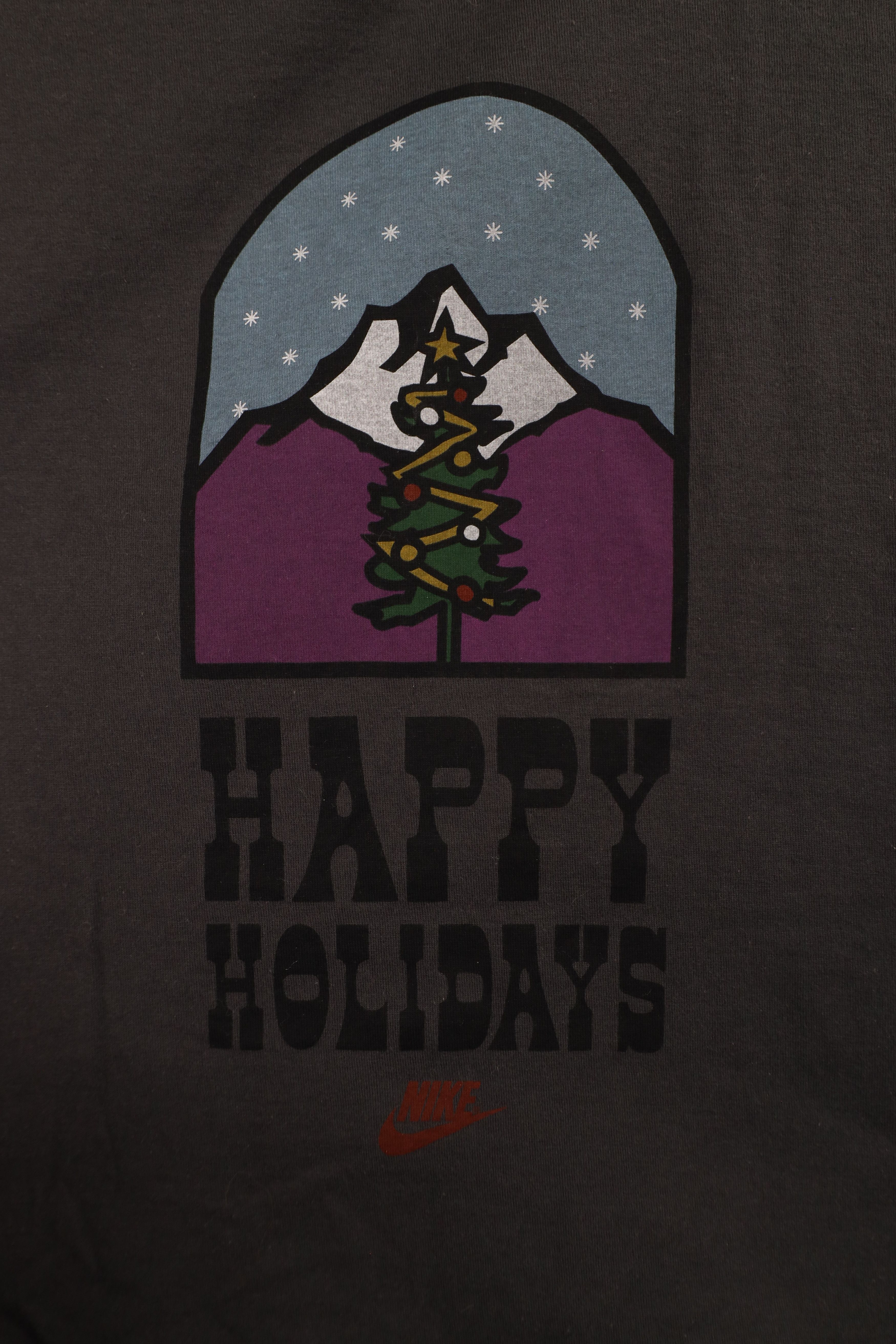 Nike × Vintage Nike Faded Swoosh Happy Holidays Christmas T-Shirt Gray Size US M / EU 48-50 / 2 - 6 Thumbnail