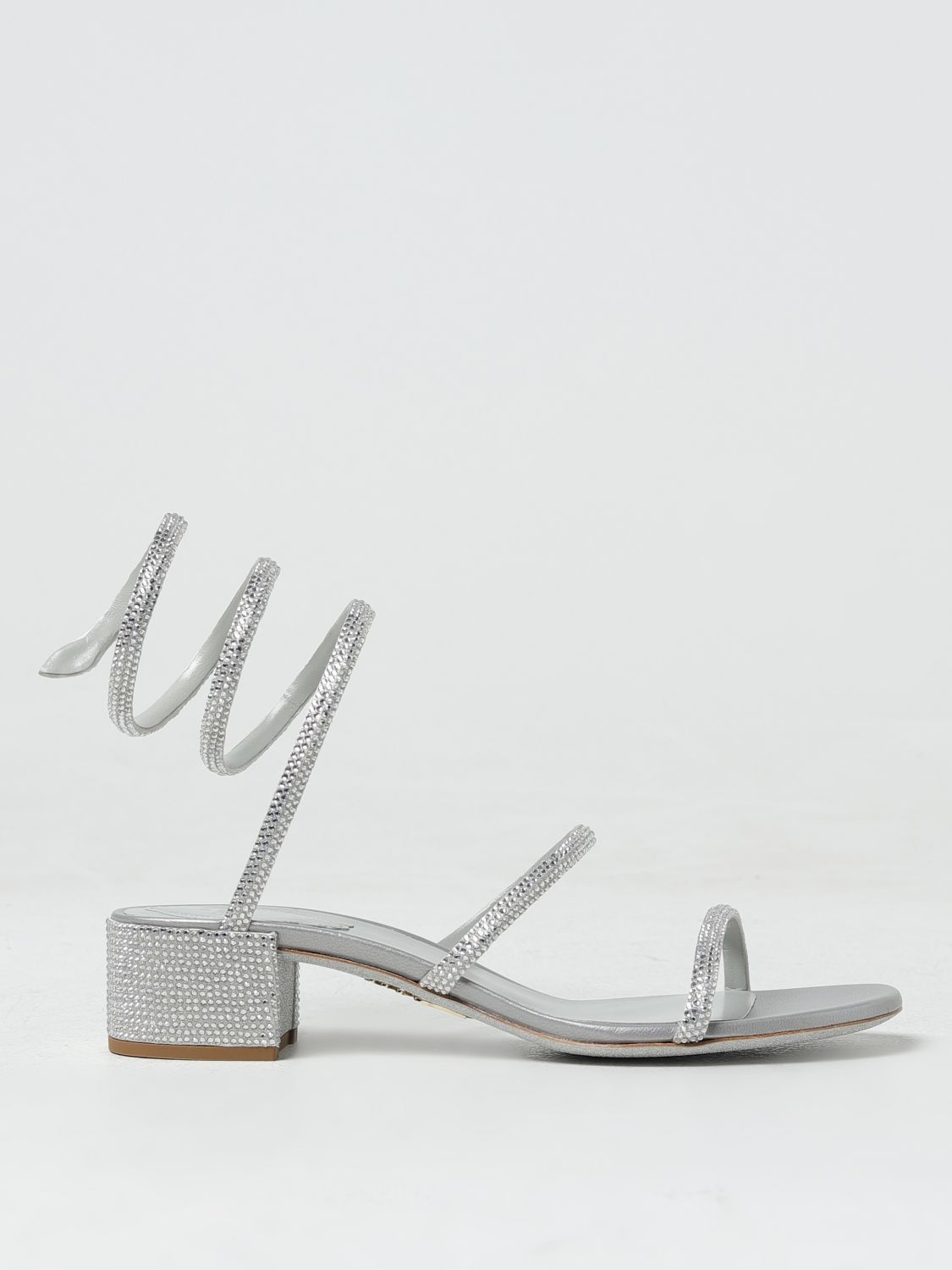 image of Rene Caovilla Heel Shoesed Sandals Woman Silver, Women's (Size 10)