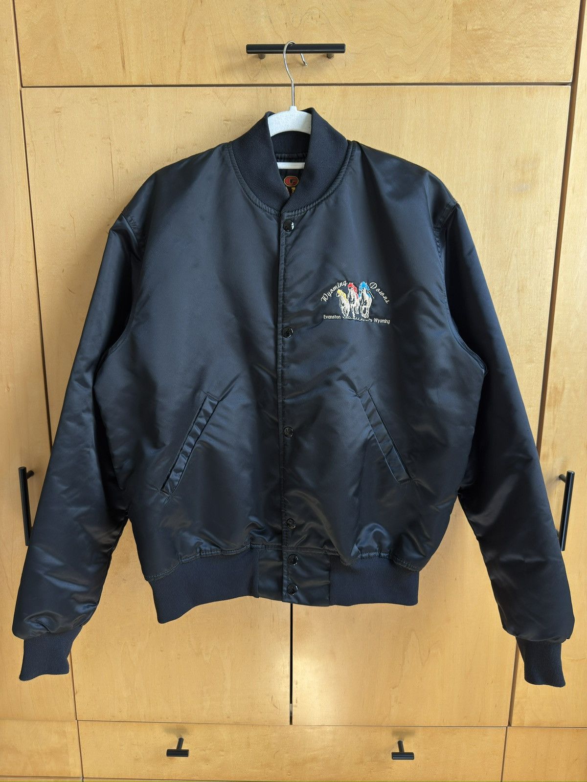 Vintage Wyoming Downs Satin Bomber Black Size US L / EU 52-54 / 3 - 1 Thumbnail