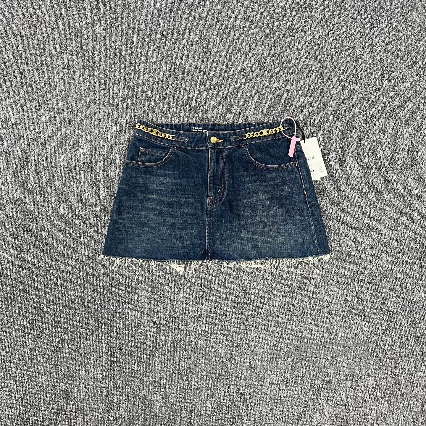 Celine CELINE Metal chain; denim skirt| Size 26" / US 2 / IT 38 - 1 Thumbnail