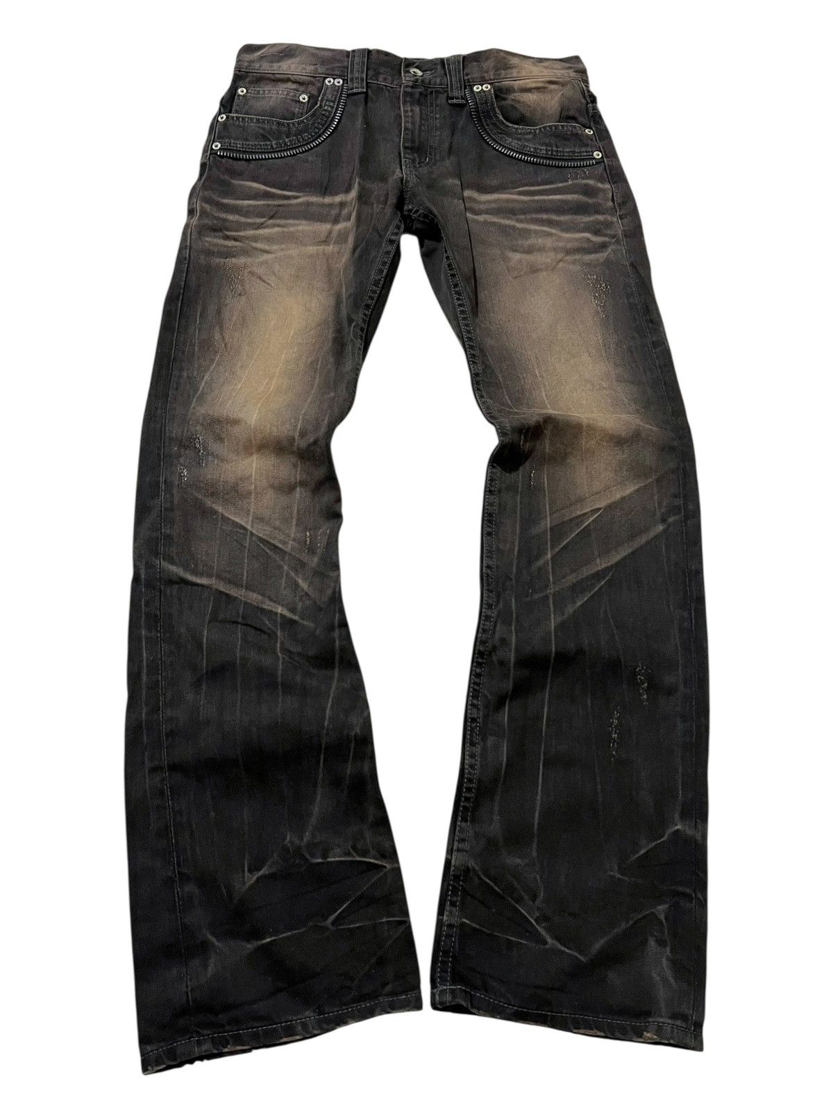 If Six Was Nine Semantic Mudwash skull distressed denim pants Size US 32 / EU 48 - 3 Thumbnail