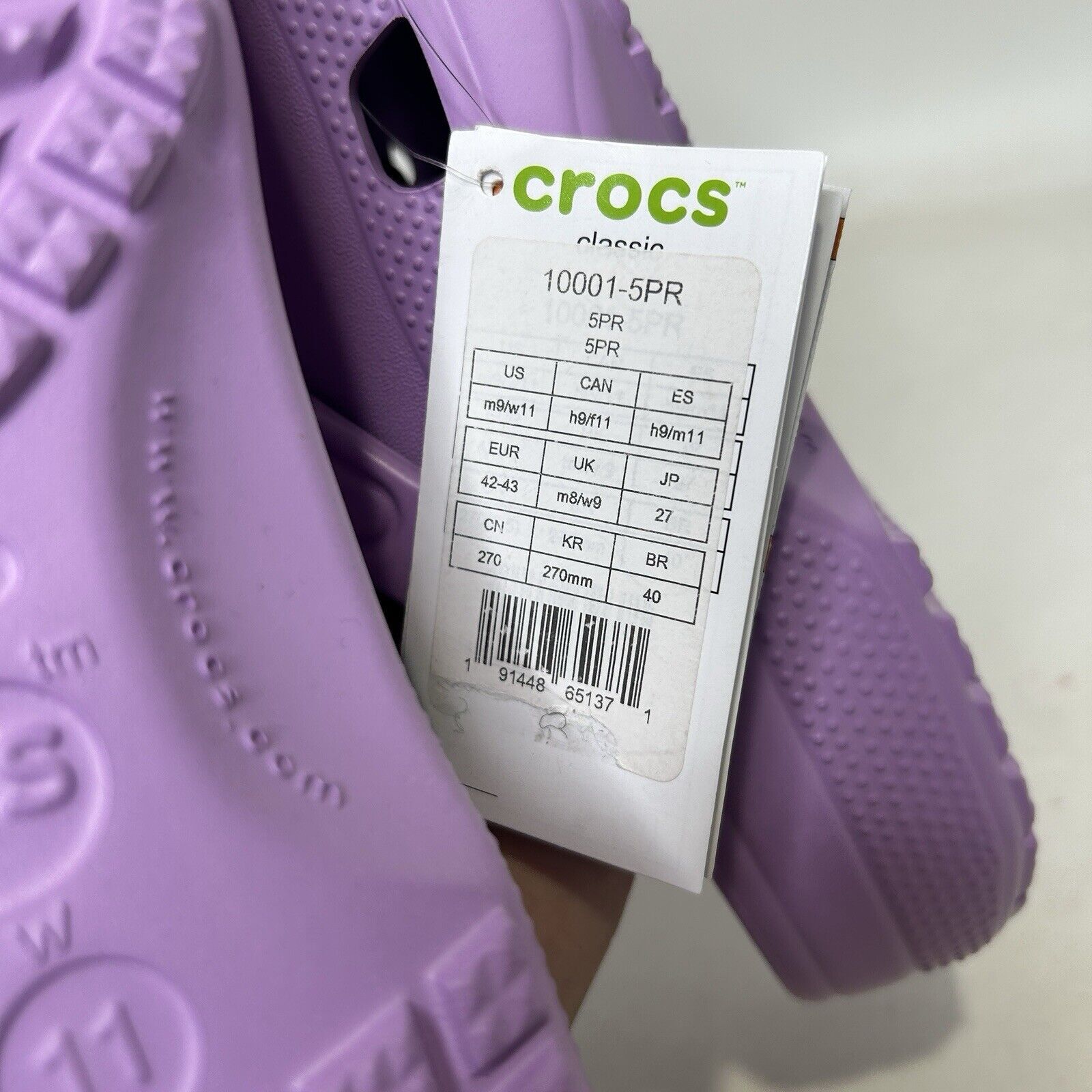 Crocs Crocs Classic Clogs Slip-On “Lavender Light Purple Lilac” Size US 11 / IT 41 - 6 Thumbnail