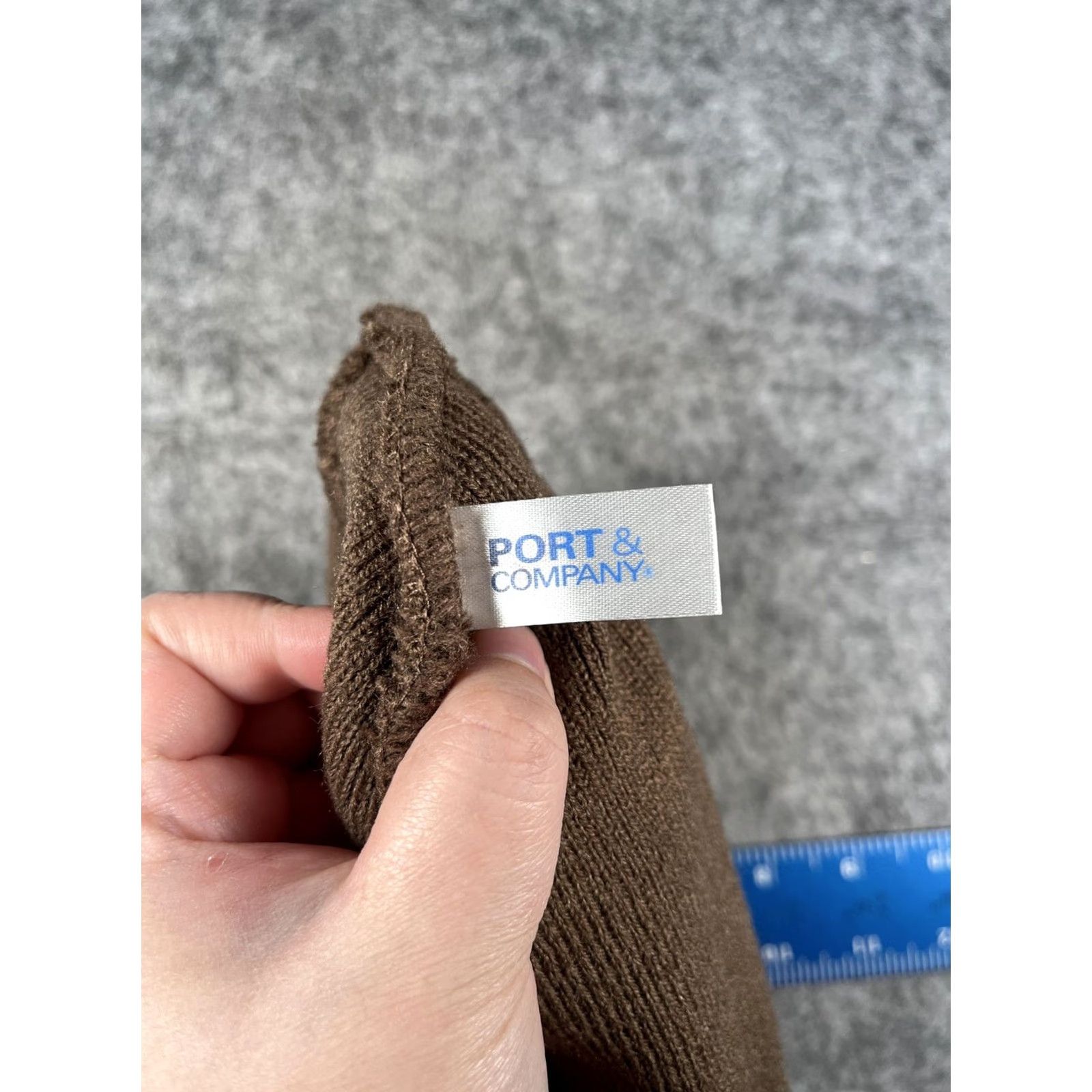 Port & Company Port & Company Beanie Mens One Size Brown Knit Cuffed Winter Embroidered R Logo Size ONE SIZE - 7 Thumbnail