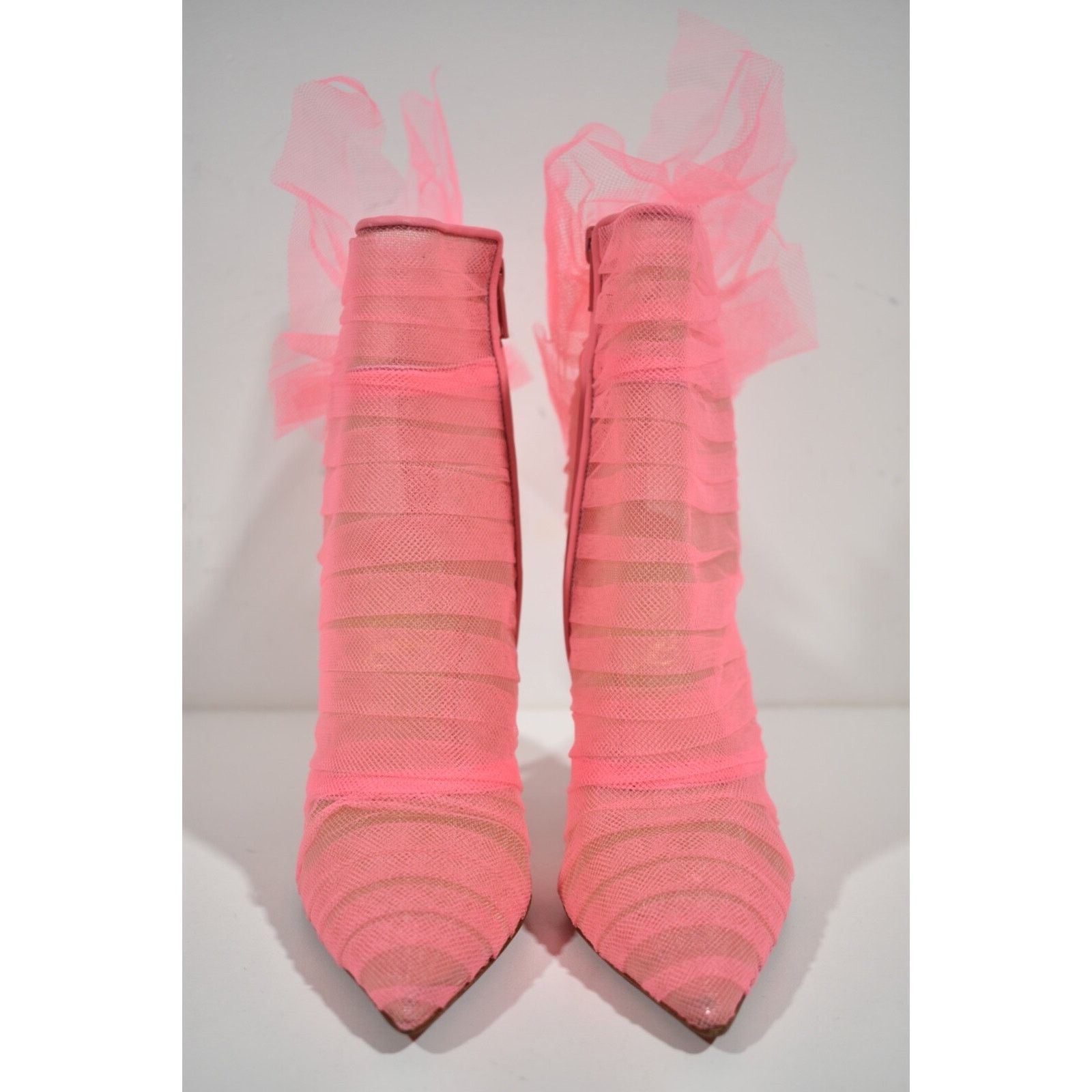 Christian Louboutin Christian Louboutin Libellibooty 100 Pink Mesh Tulle Ankle Size US 7 / IT 37 - 5 Thumbnail