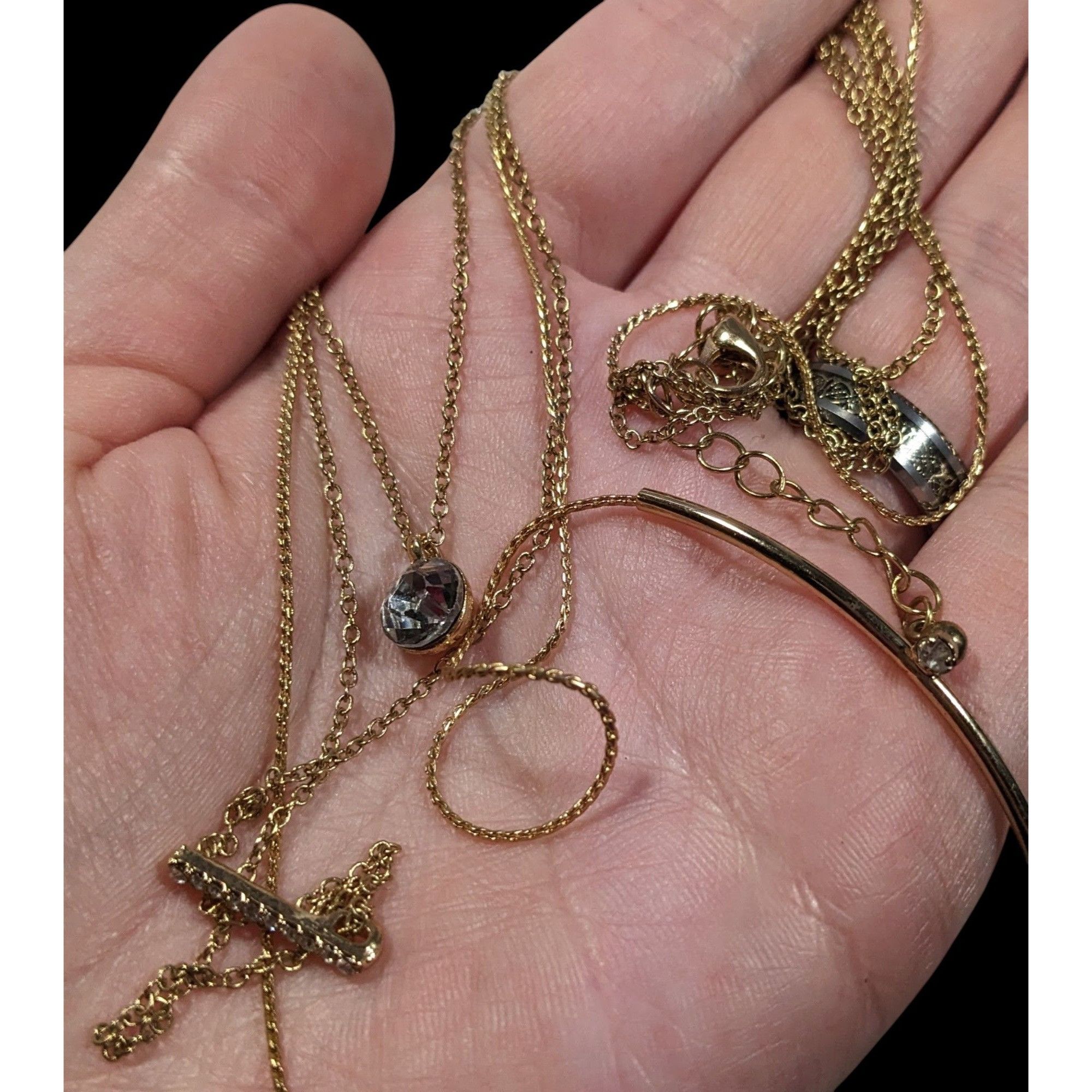 Other Elegant Glam Multilayer Triple Chain And Rhinestone Pendant Size ONE SIZE - 4 Thumbnail