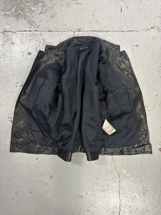 Gucci 2010s Gucci Black Buttoned Officer Leather Jacket by Frida Giannini Size US M / EU 48-50 / 2 - 7 Thumbnail