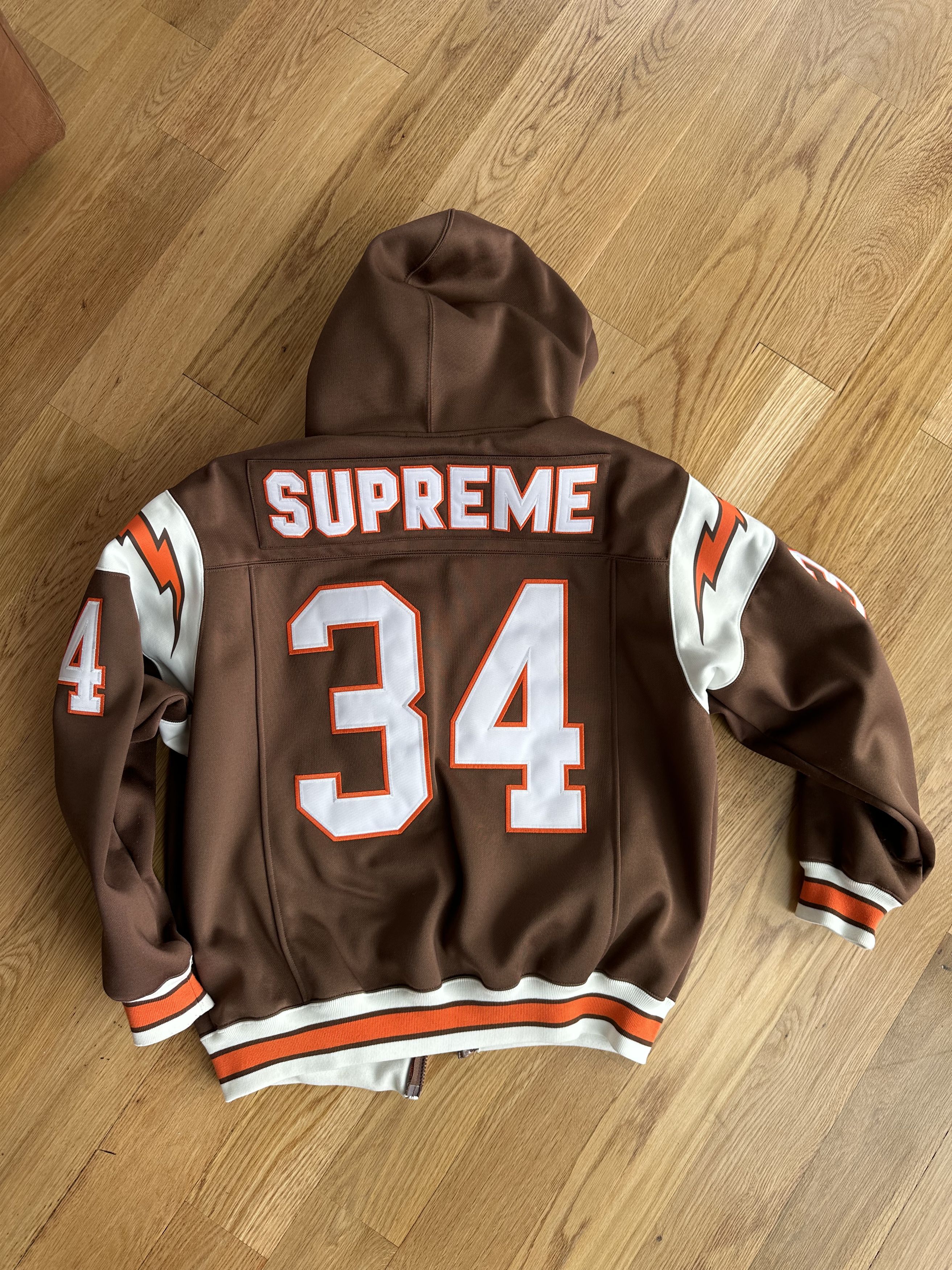 Image of Supreme Football Zip Up in Brown, Men's (Size Medium)