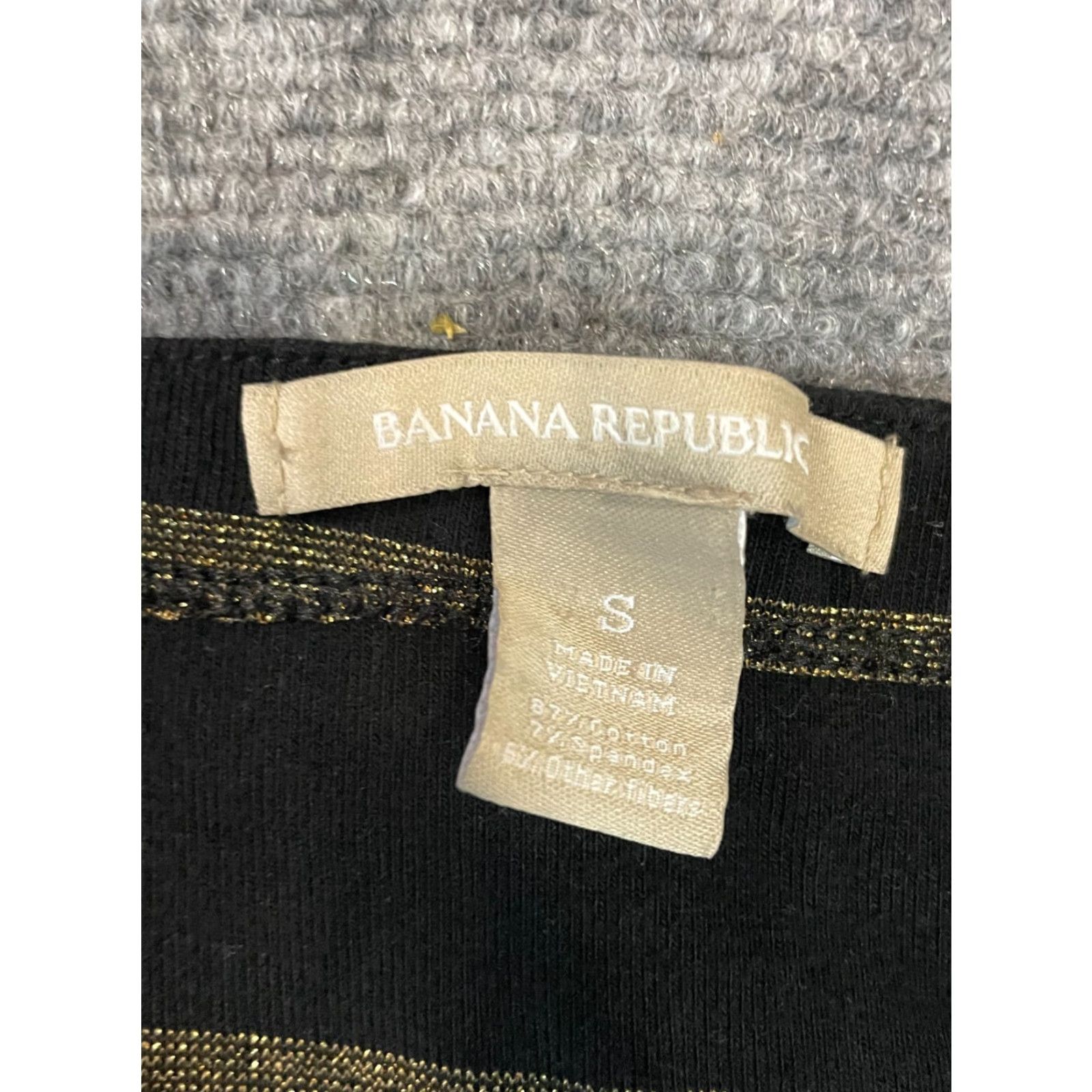 Banana Republic Banana Republic Blouse Top Womens Small S Long Sleeve Black Gold Stripes Cotton Size S / US 4 / IT 40 - 2 Thumbnail