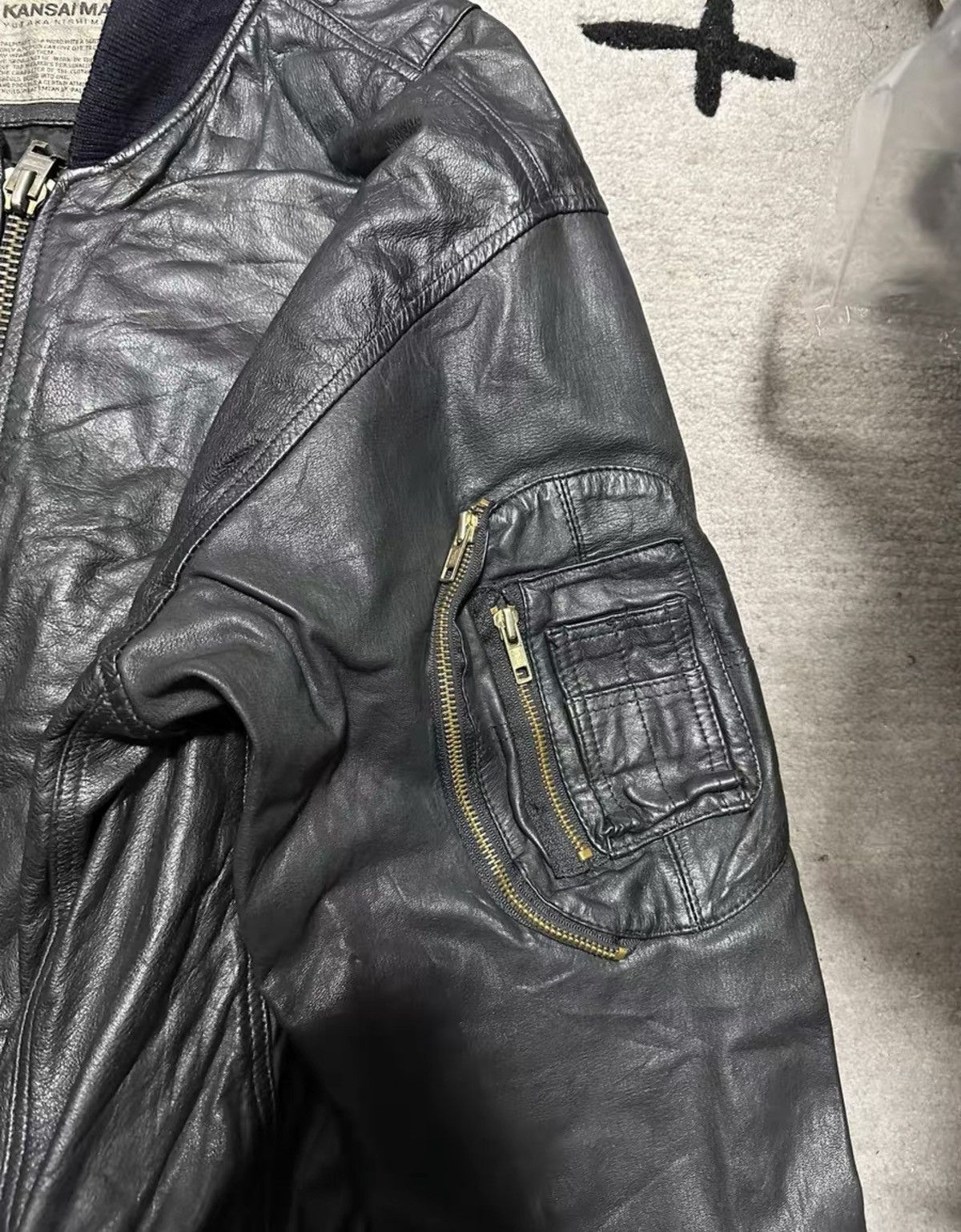 Kansai Yamamoto Kansai Yamamoto 1990s Leather Bomber Jacket Size US L / EU 52-54 / 3 - 4 Thumbnail