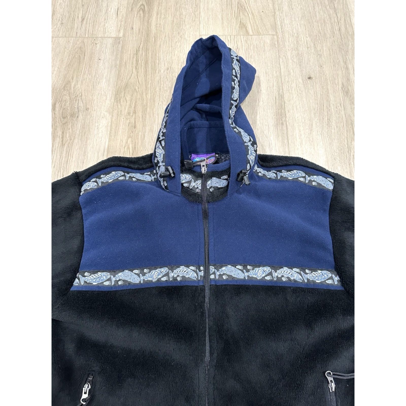 Vintage Copper River Fleece Kodiak Hooded Jacket Men’s Medium Blue Black Alaska USA Size US M / EU 48-50 / 2 - 5 Thumbnail