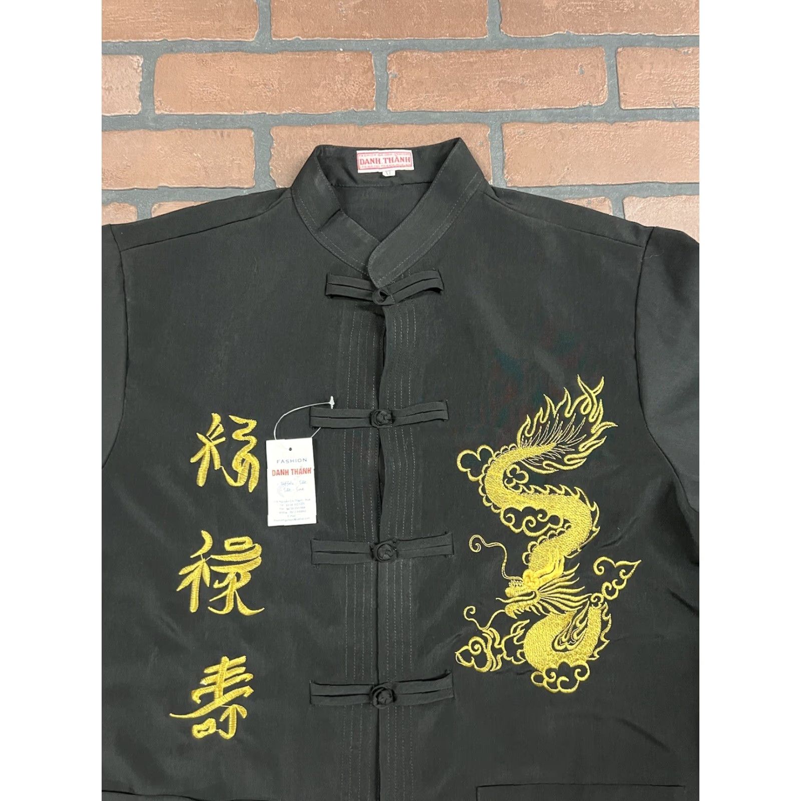 Vintage Danh Thanh Shirt Men’s XL Black Embroidered Dragon Silk NWT Size US XL / EU 56 / 4 - 3 Thumbnail