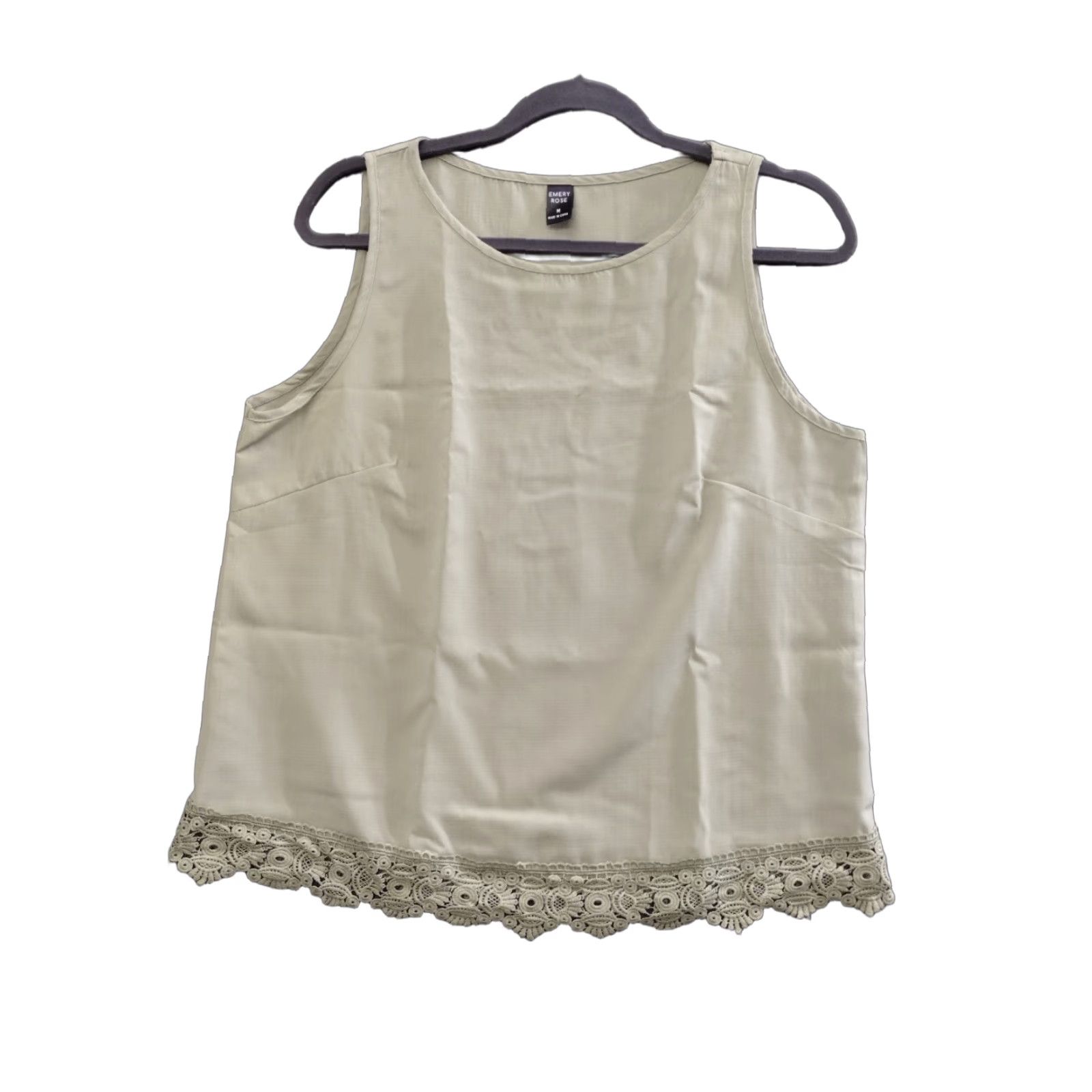 Vintage Emily Rose M Sleeveless Italian Style Crochet Lace Hem Tank Top Light Olive Tank Womens M Light Olive Cropped Crochet Streetwear 2010s Italy style Size M / US 6-8 / IT 42-44 - 1 Thumbnail