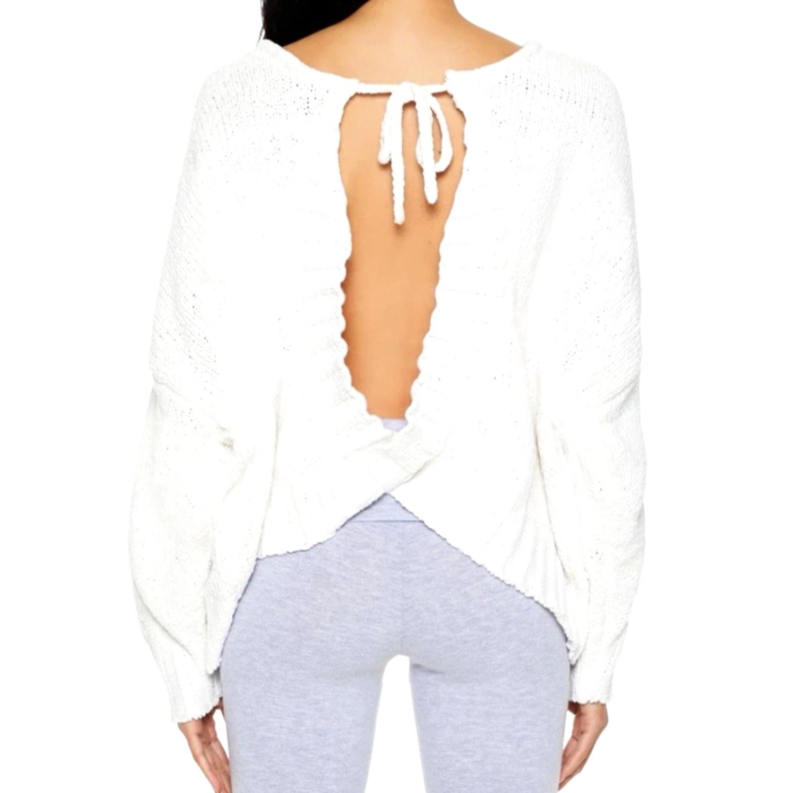 Forever 21 Forever 21 Women's Sweater Crossover Tie-Back White Large- Knit - NEW Size L / US 10 / IT 46 - 3 Thumbnail