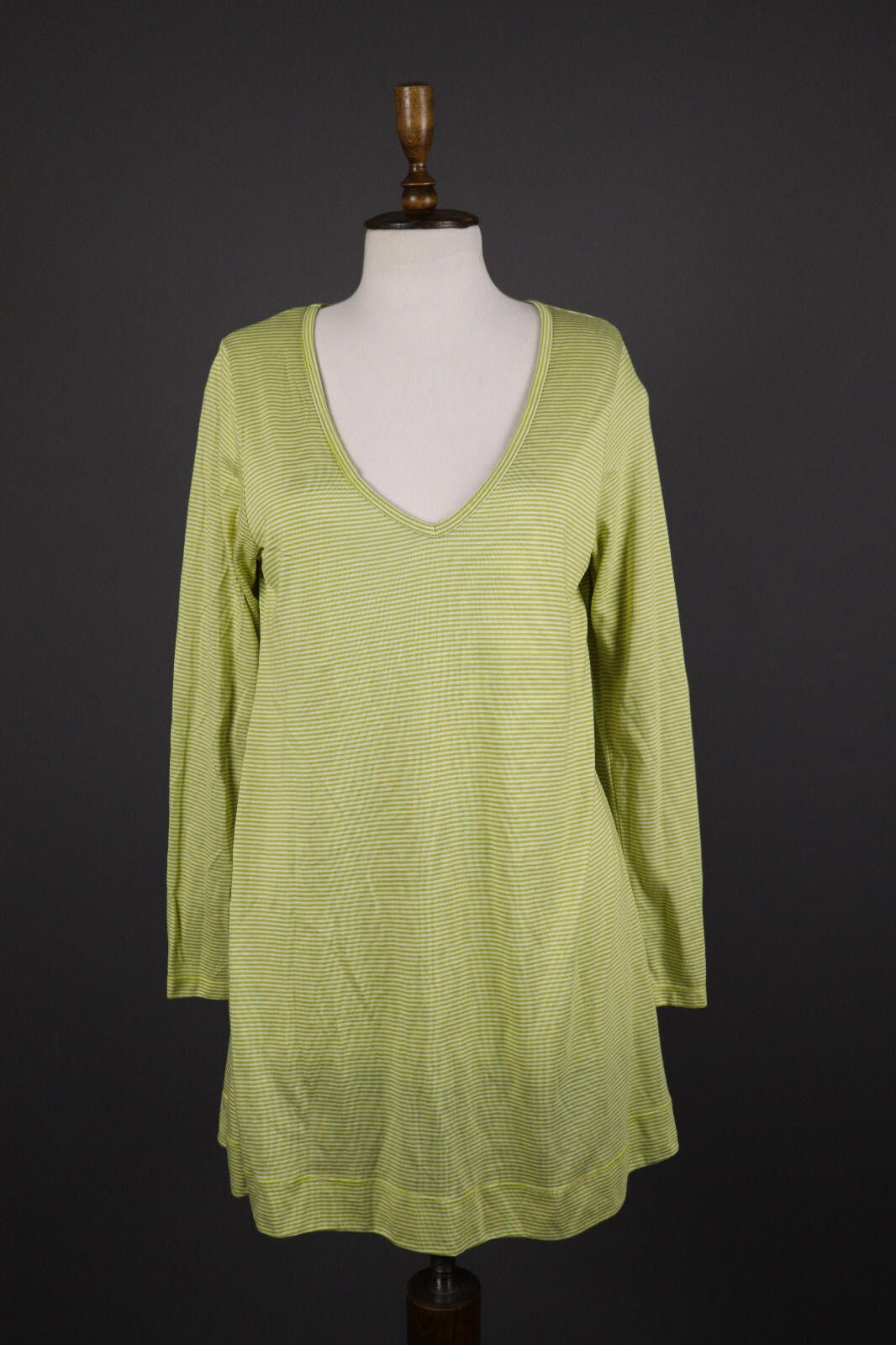 Designer Gugrun Sjoden Green Stripe Summer Blouson Dress Size M Size M / US 6-8 / IT 42-44 - 1 Thumbnail