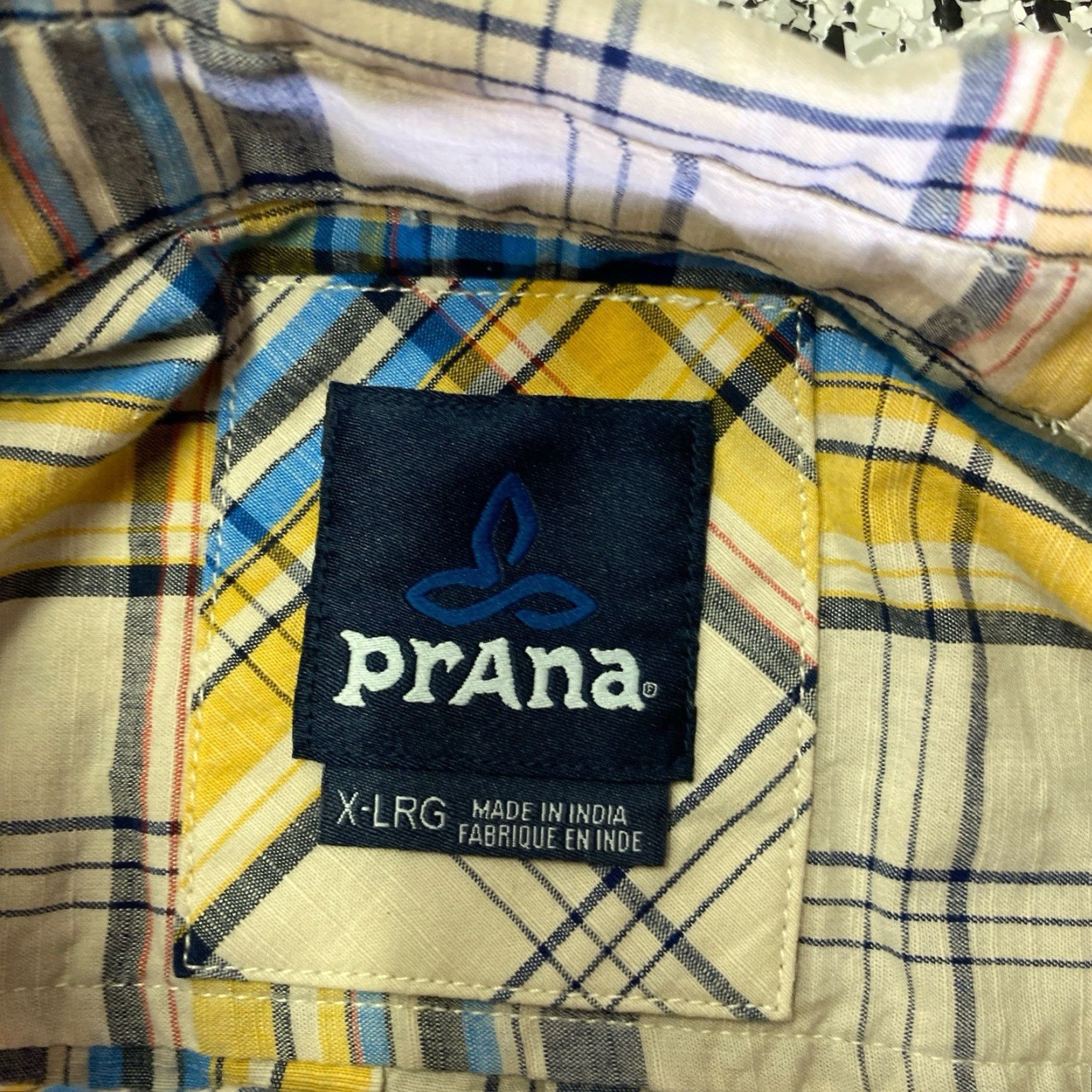 Prana prAna Shirt Mens XL Yellow Plaid Short Sleeve Button Up Pocket Beach Hiking Shirt Size US XL / EU 56 / 4 - 2 Thumbnail