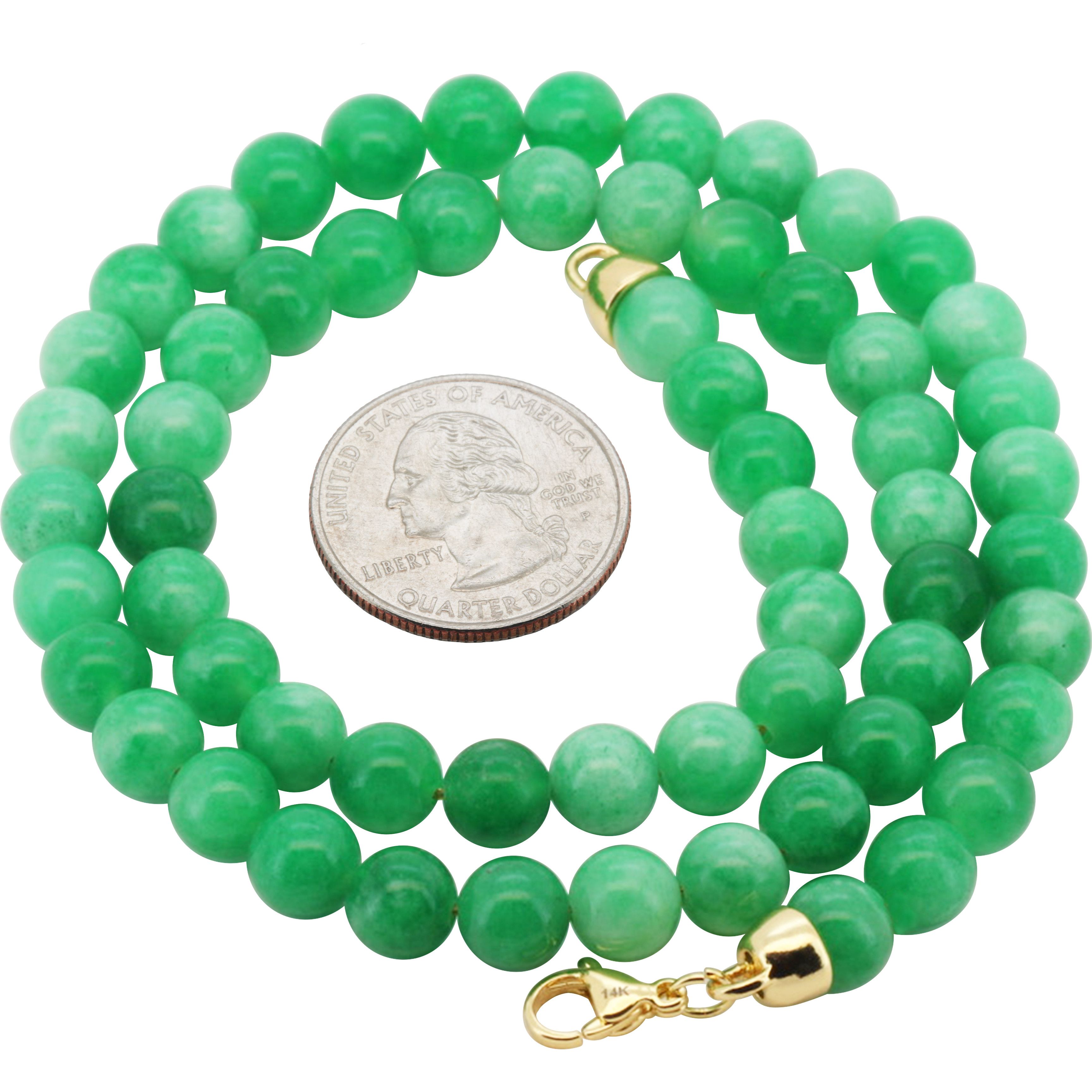 Other 14k Gold Filled 8mm Jade Bead Necklace 20" Size ONE SIZE - 2 Thumbnail