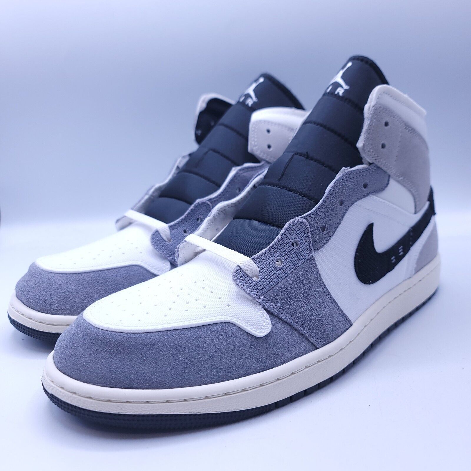 Nike Nike Air Jordan 1 Mid Shoe Men Size 14 DZ4136-002 Gray White Size US 14 / EU 47 - 1 Thumbnail