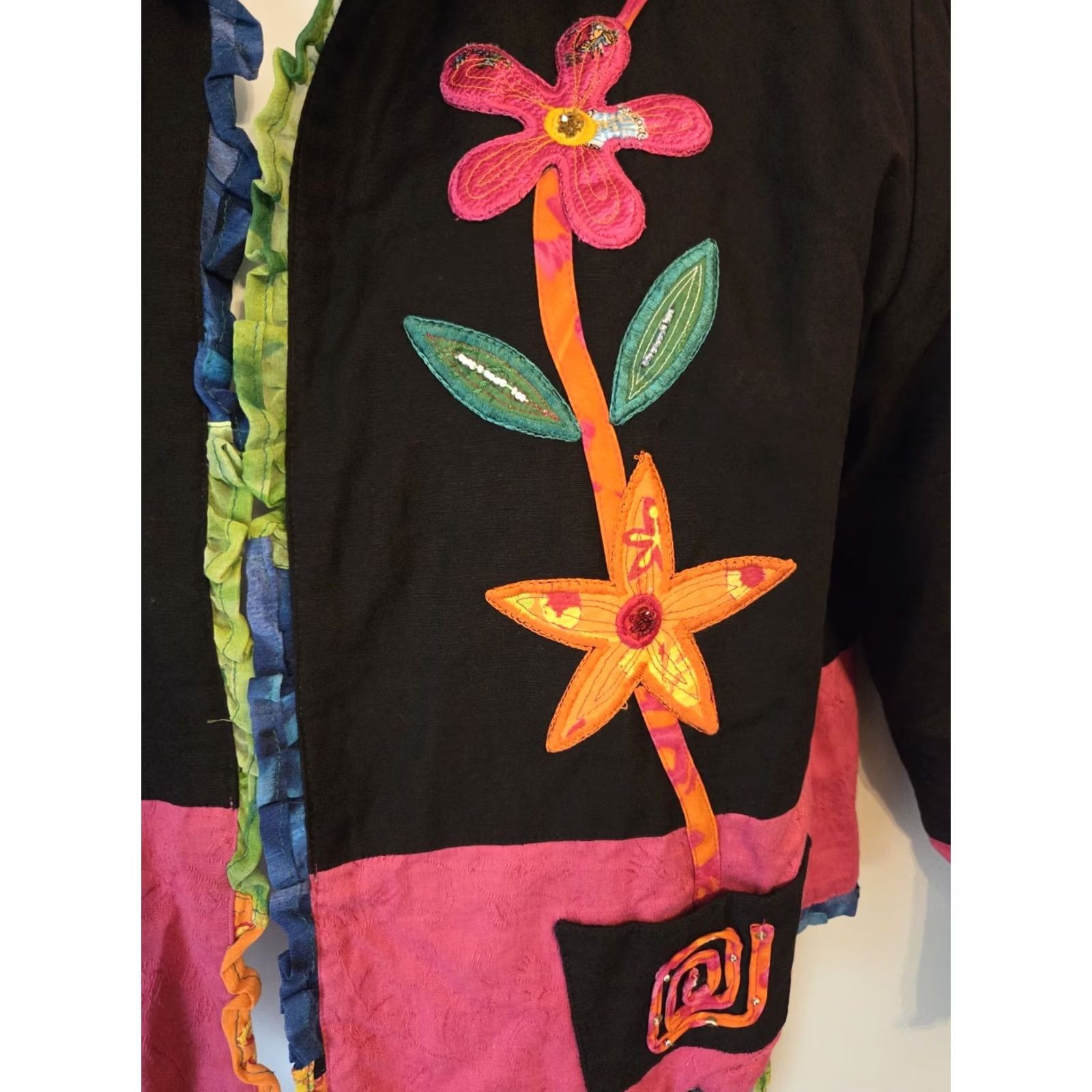 Vintage VINTAGE Yak Magik Reversible Open Patchwork Embellished Jacket XL Size XL / US 12-14 / IT 48-50 - 2 Thumbnail