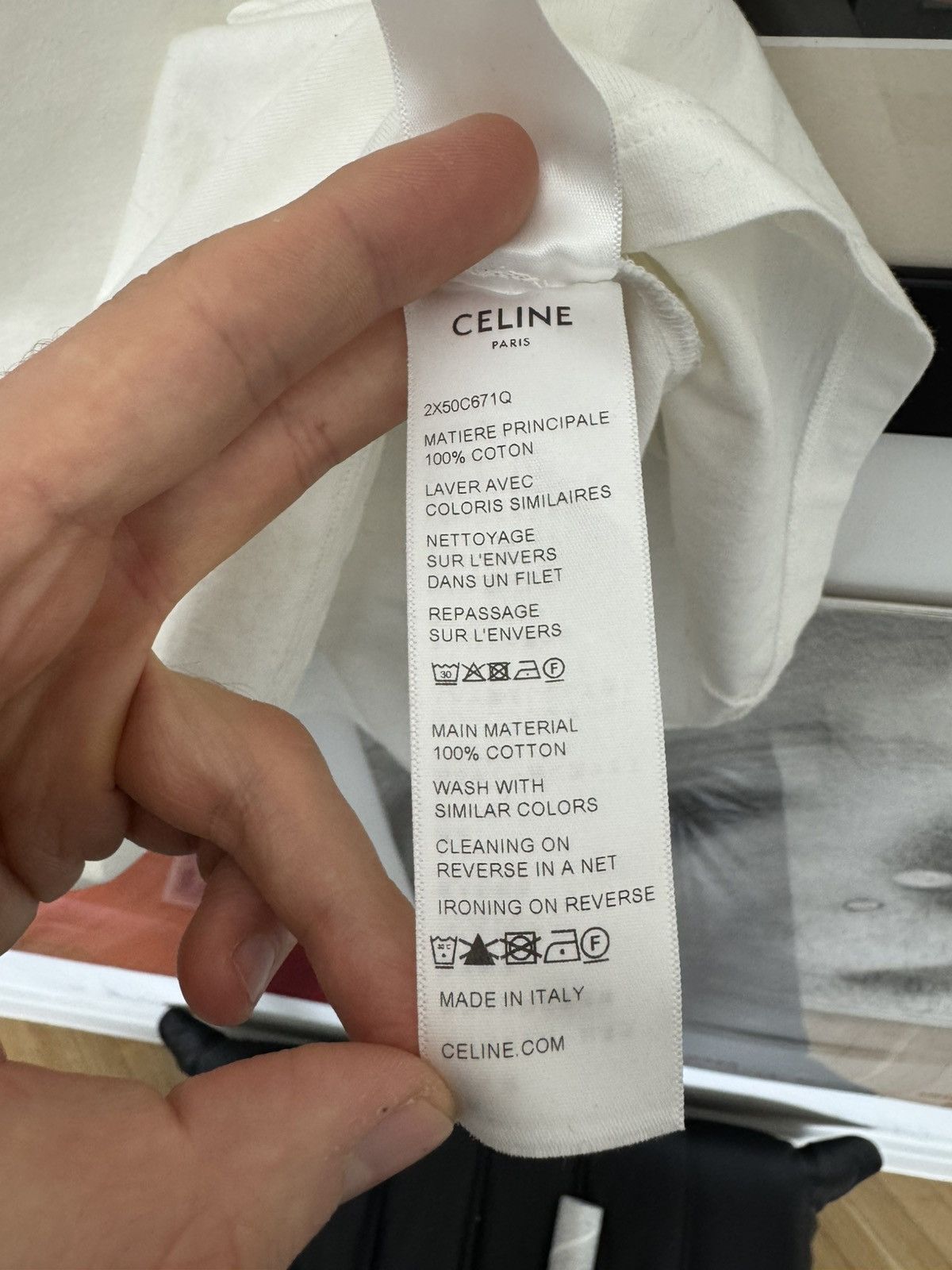 Celine Celine Designer White Tee Studded Logo Luxury High End Rare Size US XL / EU 56 / 4 - 5 Thumbnail