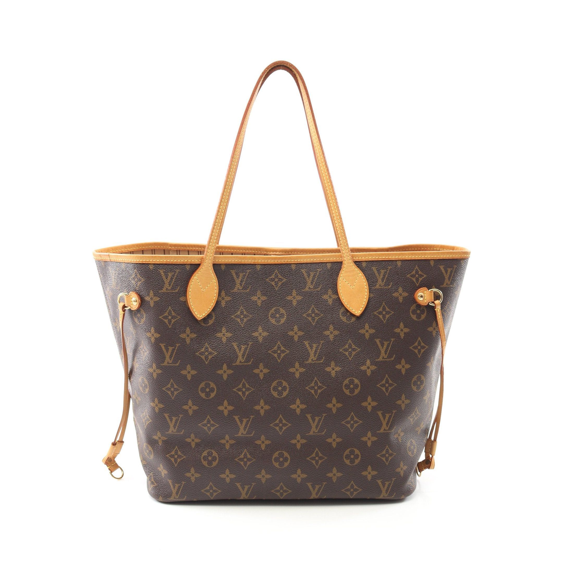 Louis Vuitton Neverfull Mm Monogram Shoulder Bag Tote Leather Brown