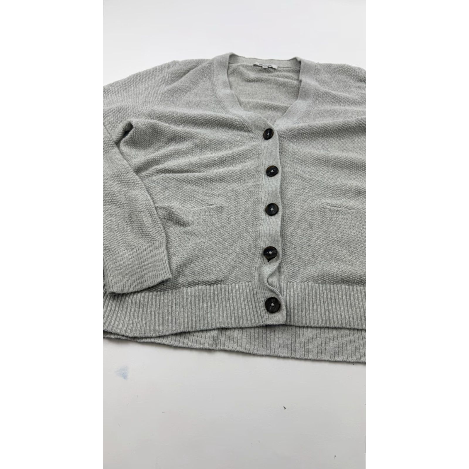 Madewell VINTAGE Madewell Cardigan Sweater Womens Large Light Gray Button Front Cotton Blend V-Neck Size L / US 10 / IT 46 - 2 Thumbnail