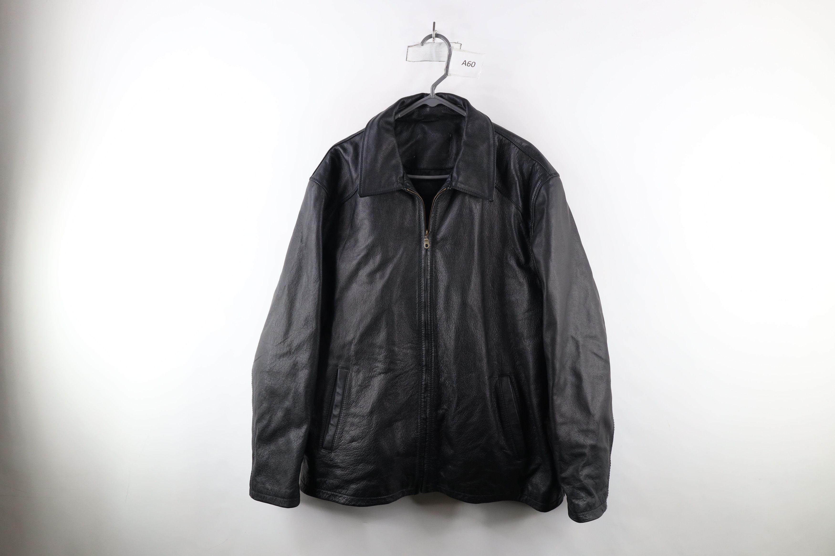 Vintage Vintage 90s Streetwear Lined Leather Bomber Jacket Black Size US XL / EU 56 / 4 - 1 Thumbnail