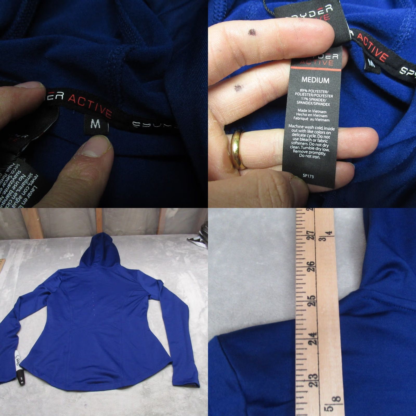 Spyder Spyder Hoodie Women M Blue Active Tech Fleece Pullover Size M / US 6-8 / IT 42-44 - 8 Thumbnail