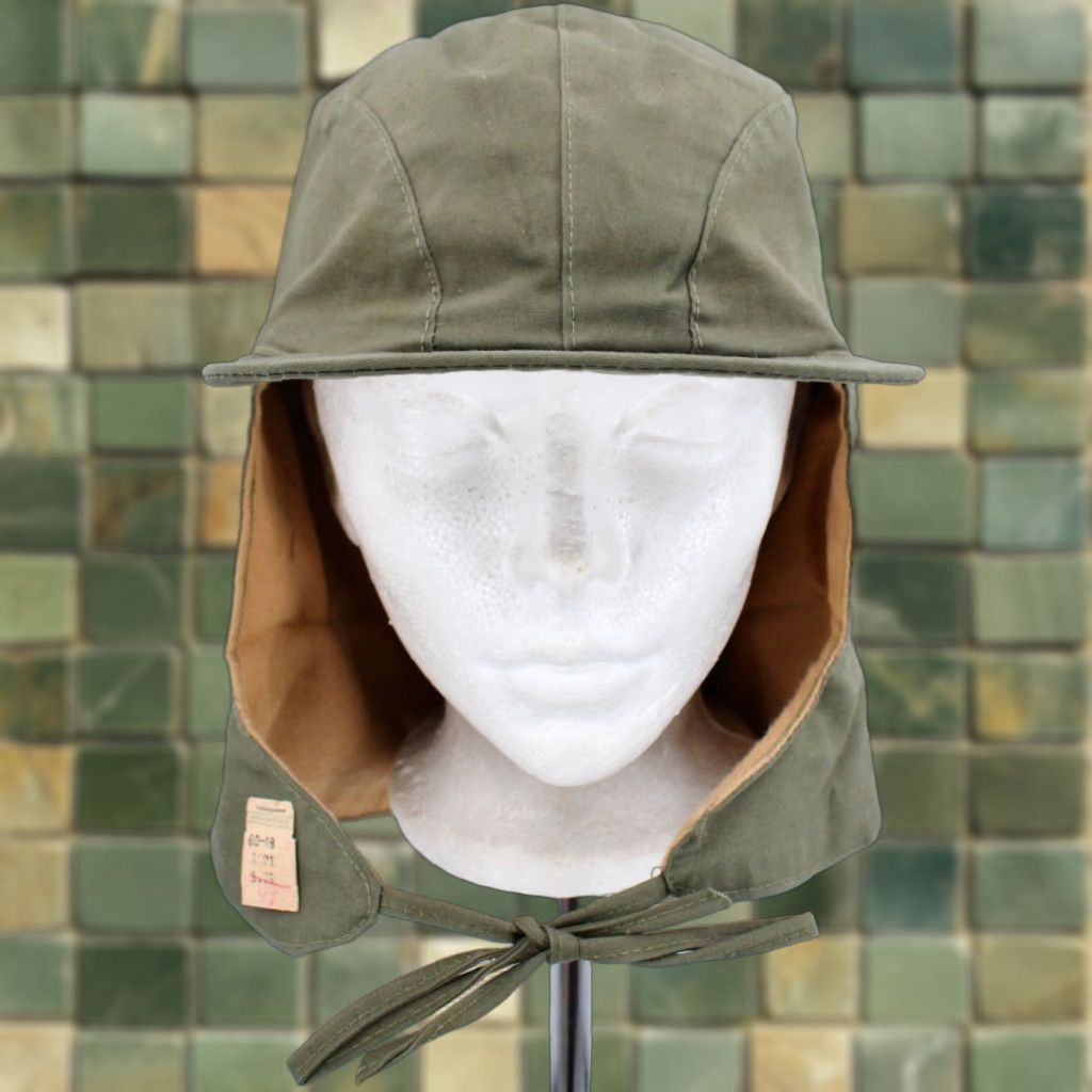 Vintage Men's VTG NOS 1930s Olive Green Hunter Cap Sz 7 1/8 Hat 30s Cap Vintage 1930s Green Cotton Mens Size ONE SIZE - 1 Thumbnail