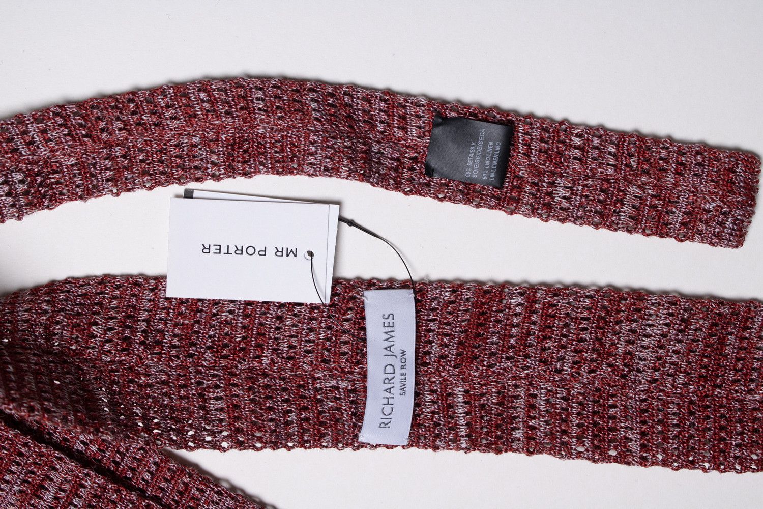 Richard James Richard James, knitted tie in red and white Size ONE SIZE - 3 Thumbnail