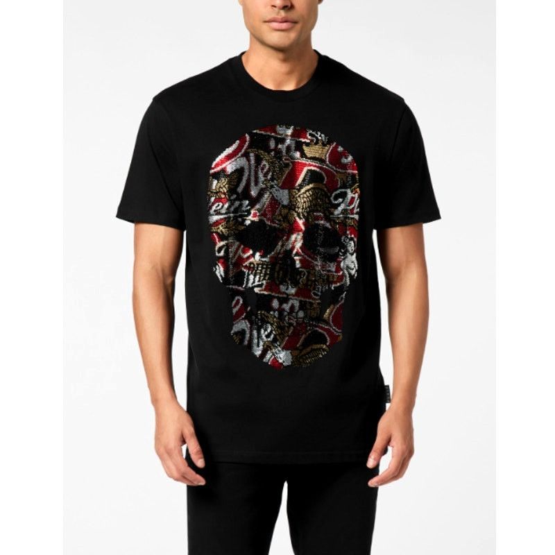 Philipp Plein Philipp Plein Men's Black Skull Stones Round Neck T-Shirt S Size US S / EU 44-46 / 1 - 1 Thumbnail