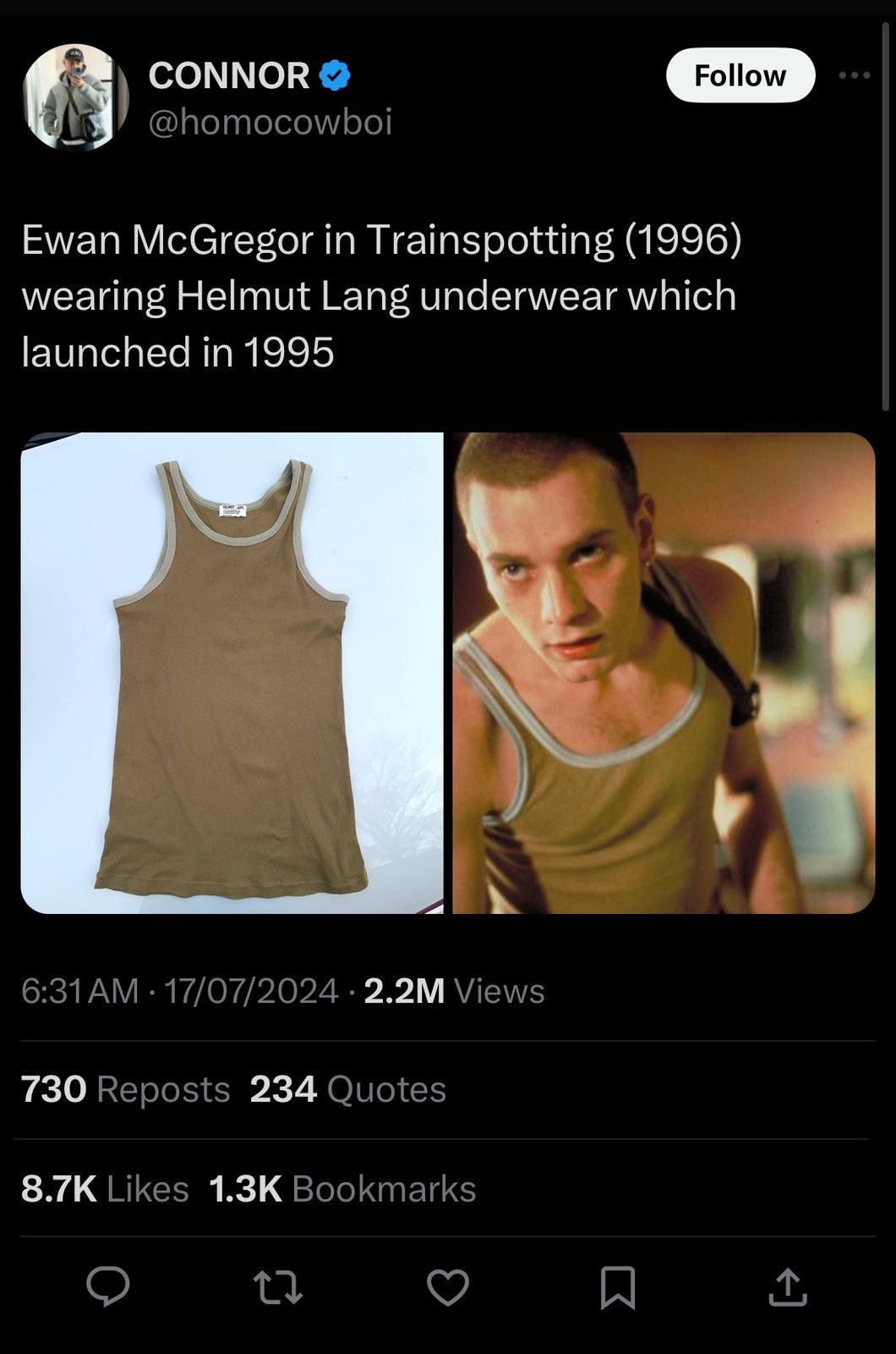 Helmut Lang × Vintage 1990s Helmut Lang - Trainspotting Ewan McGregor Size US L / EU 52-54 / 3 - 2 Thumbnail