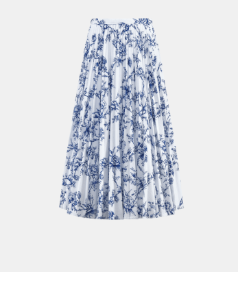 o1w1db10124 Mid Length Pleated Skirt in White