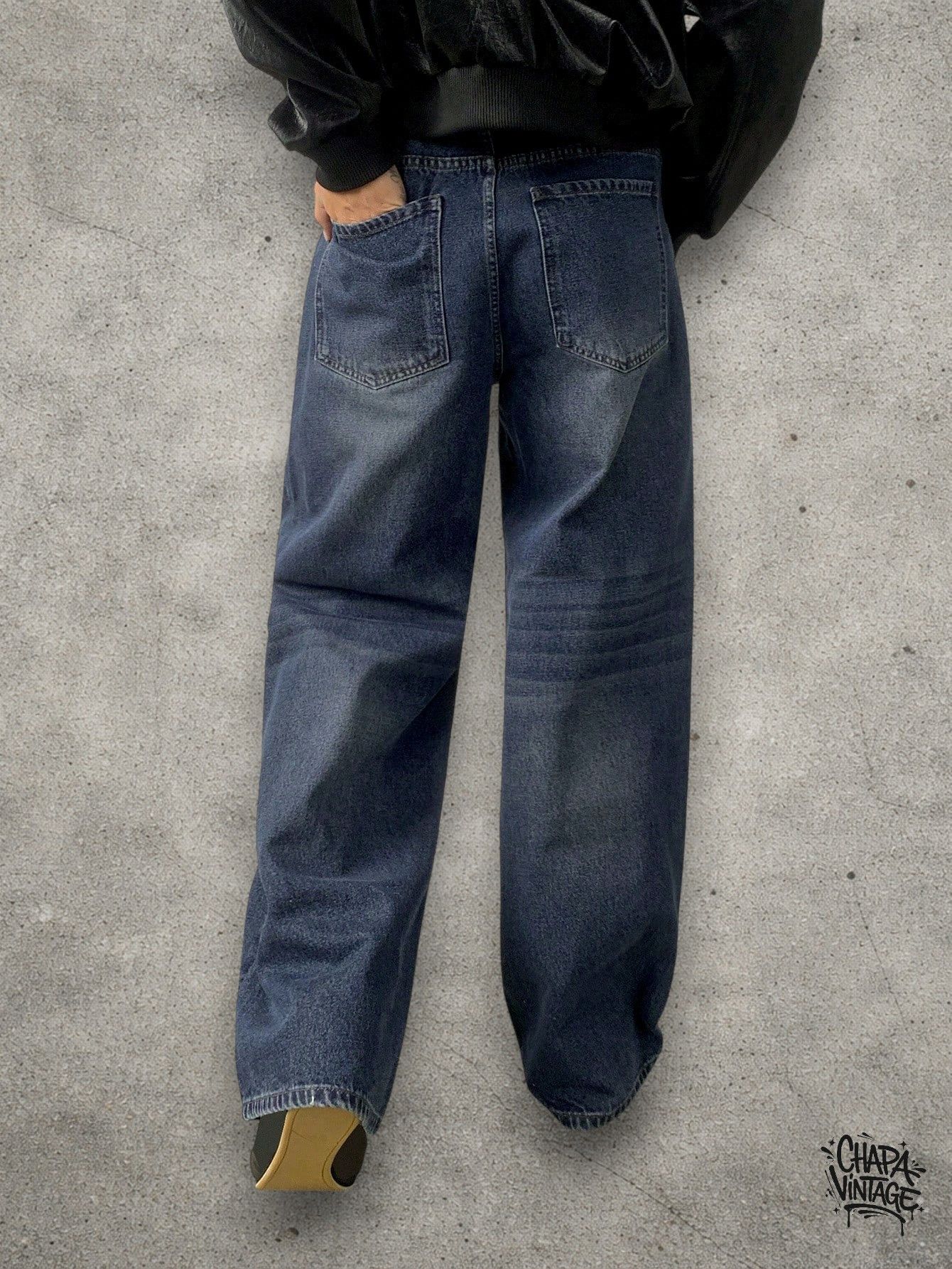 Japanese Brand Loose fit dark blue jeans Size US 32 / EU 48 - 2 Thumbnail