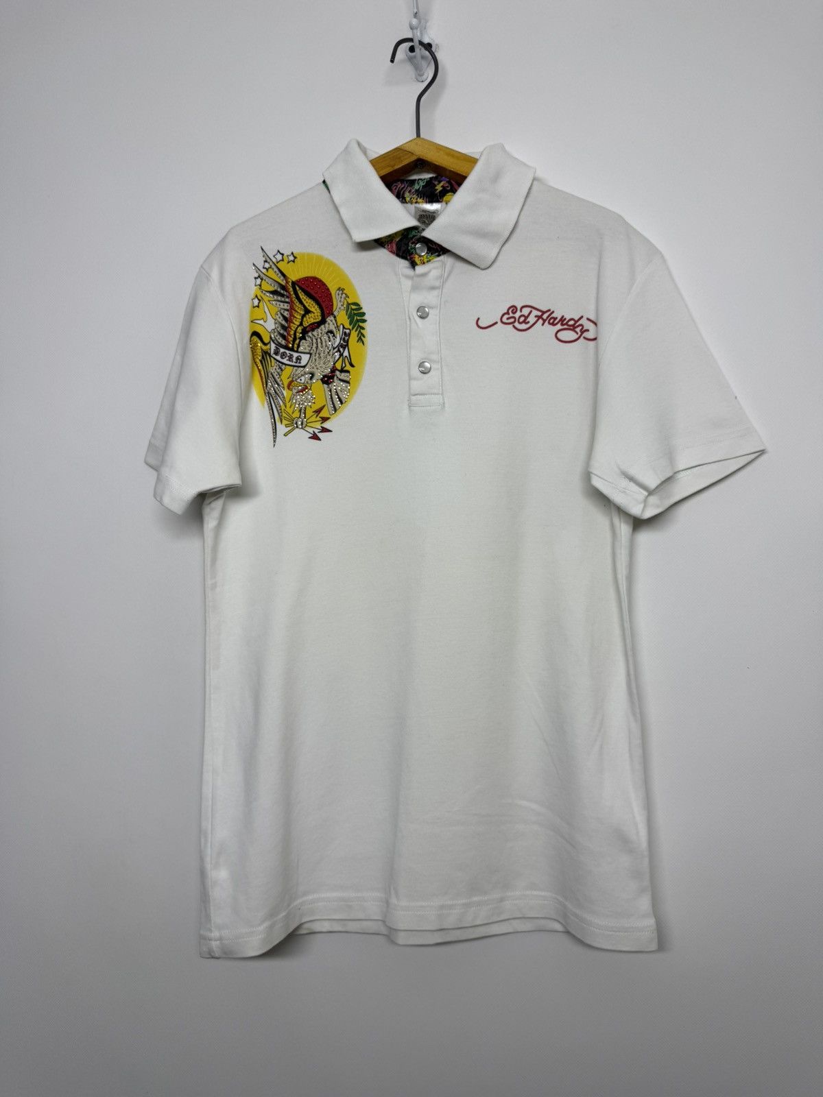 Ed Hardy Ed Hardy Big Logo Polo Shirt Rhinestones Drip Swag y2k Size M / US 6-8 / IT 42-44 - 6 Thumbnail