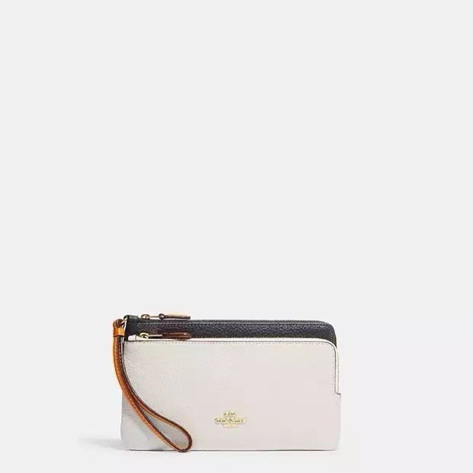 Coach NWT COACH Double Zip Wallet Silver/Chalk Black Leather CU921 Size ONE SIZE - 4 Thumbnail
