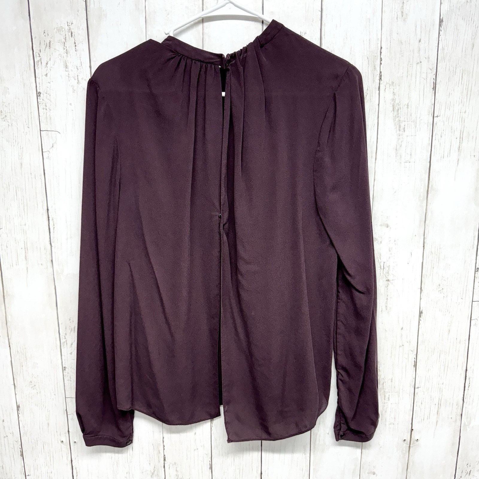 A.L.C. A.L.C Blouse Size M Long Sleeve Mock Neck Silk Plum Purple Size M / US 6-8 / IT 42-44 - 5 Thumbnail
