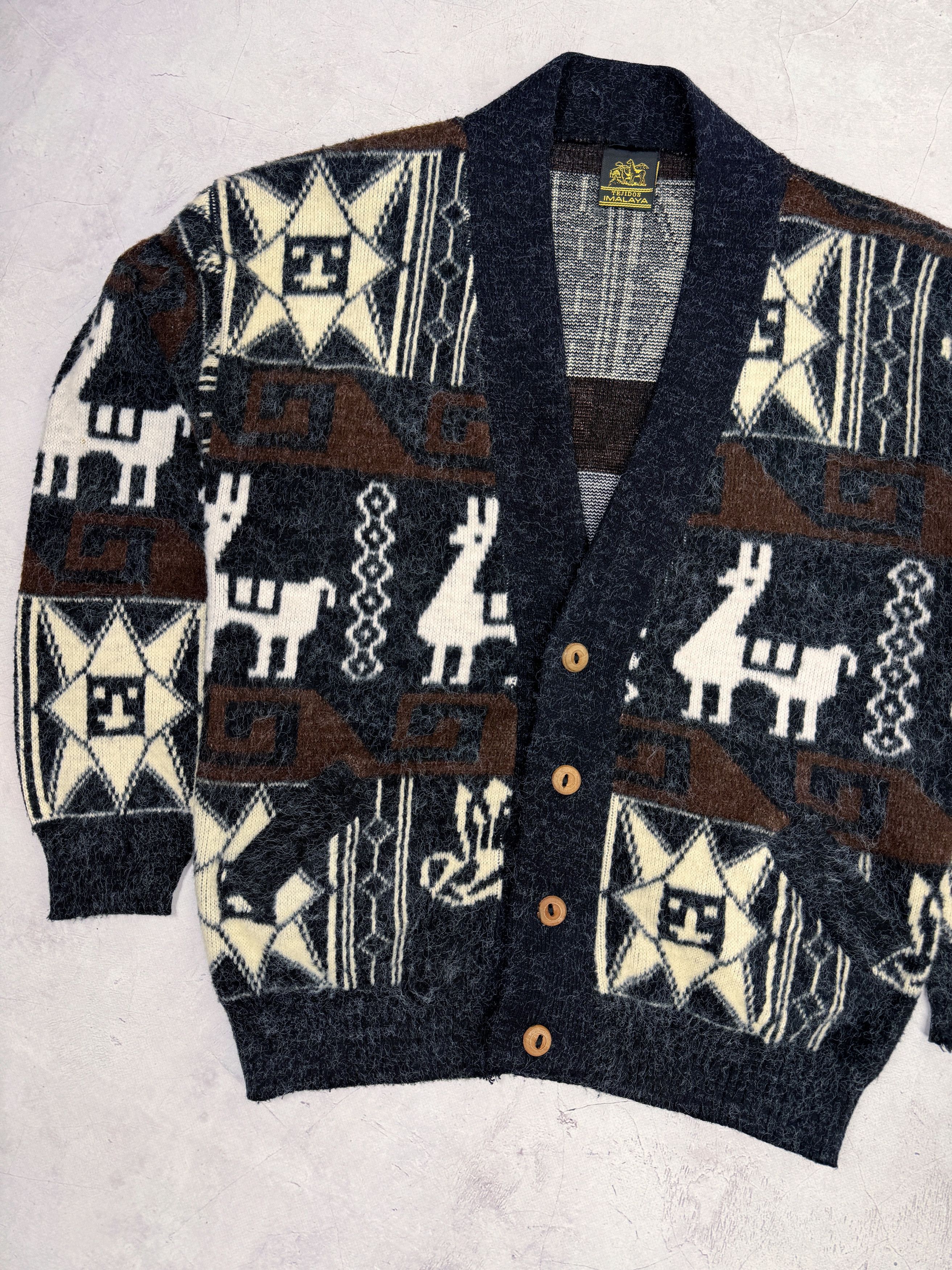 Vintage Vintage Tejidos Imalaya Mohair Cardigan Lama Aztec Wool Size US M / EU 48-50 / 2 - 2 Thumbnail