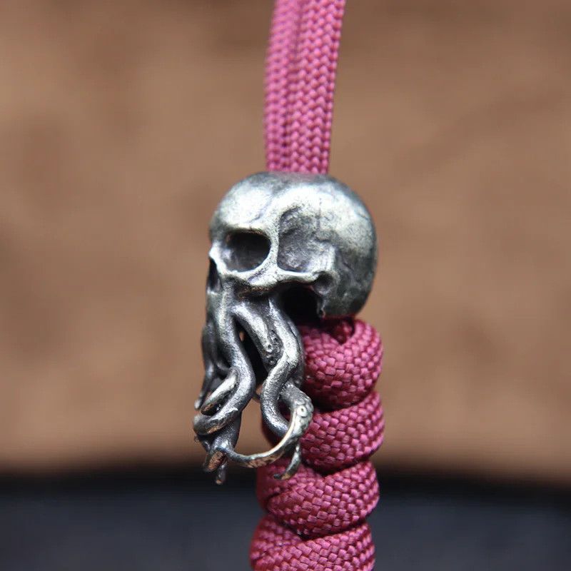 Handmade 2Pcs Octopus Skull Knife Beads Paracord Bead Zipper Umbrella Size ONE SIZE - 3 Thumbnail
