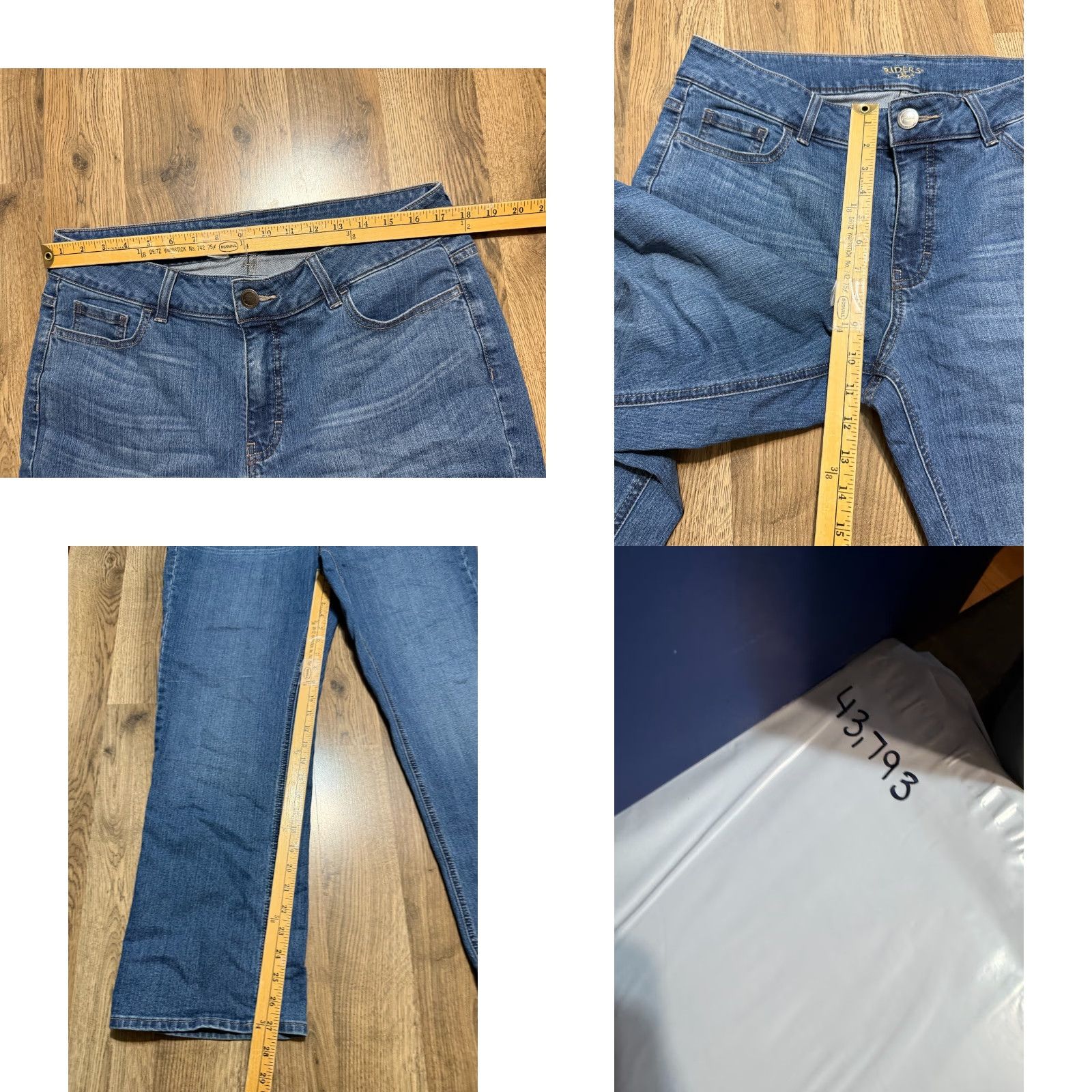 Lee Riders by Lee Jeans Women's 16 Petite Blue Denim Straight Leg Pockets 5-Pocket Design Jeans Size 38" / US 16 / IT 52 - 8 Thumbnail