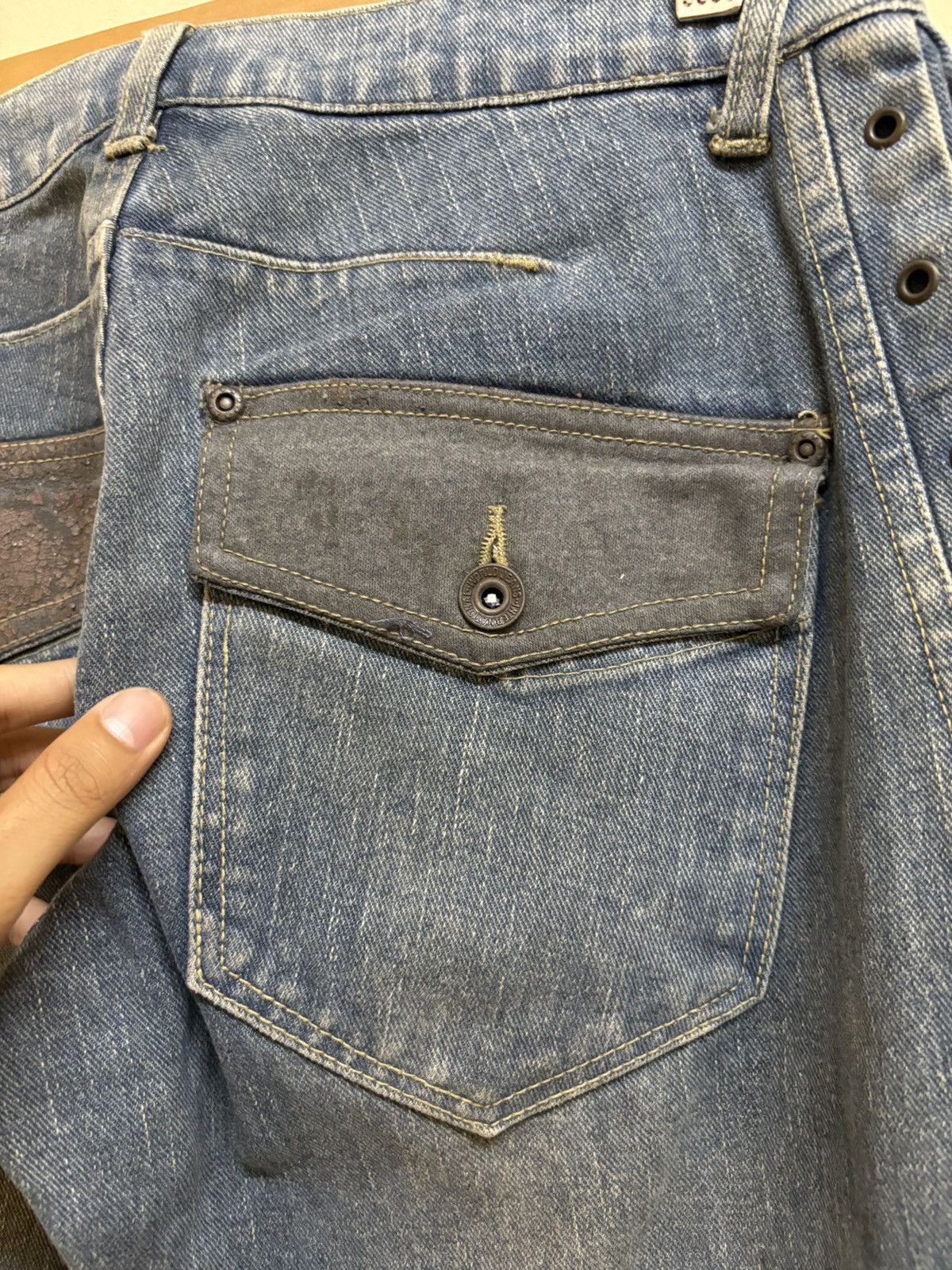 If Six Was Nine Vintage Nylaus Design Flare Jeans Parachute Denim Style Size US 30 / EU 46 - 10 Thumbnail
