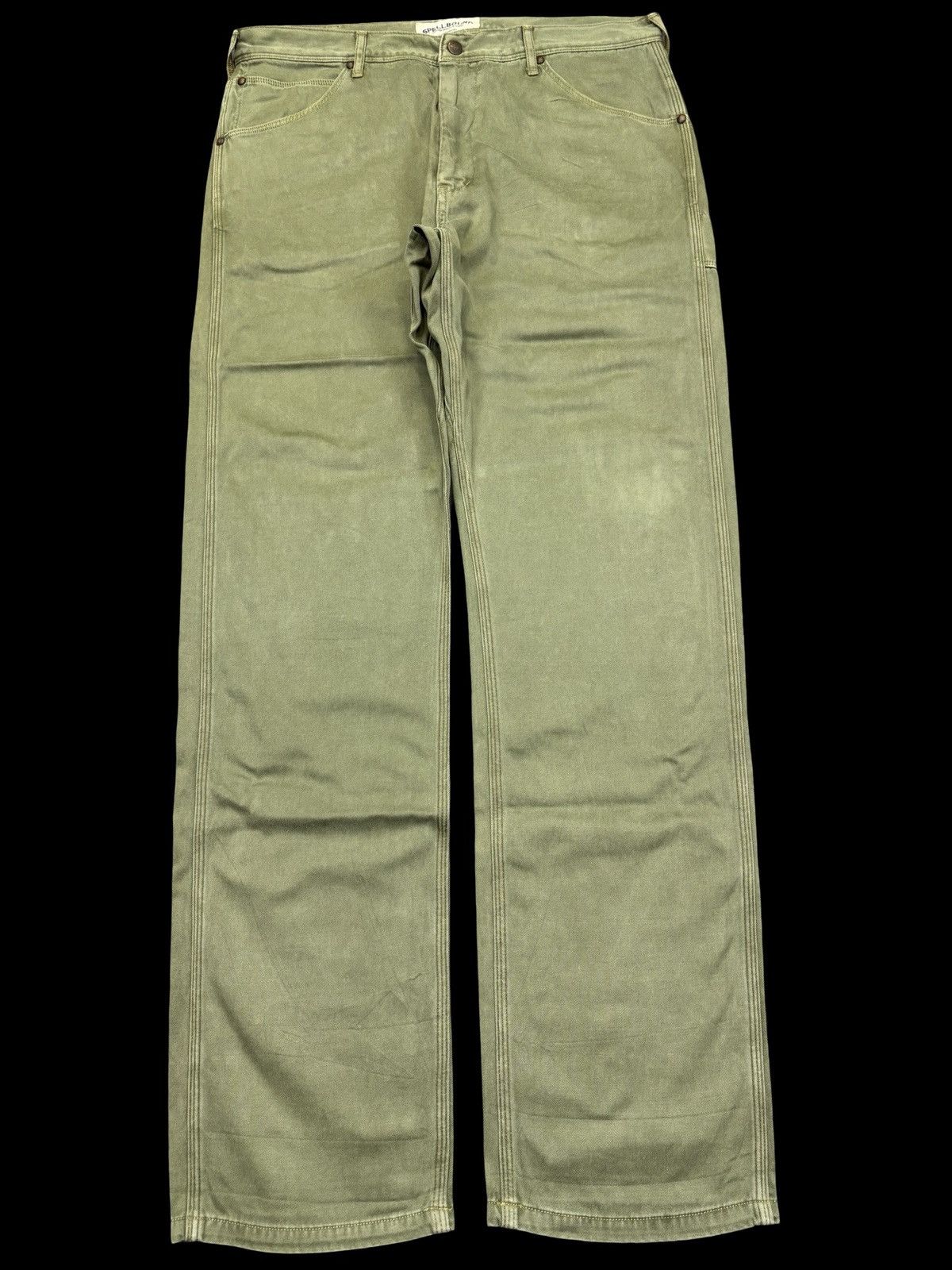Japanese Brand 💥SPELLBOUND Japan Military Green Triple Stitch Pant F883 Size US 34 / EU 50 - 1 Thumbnail