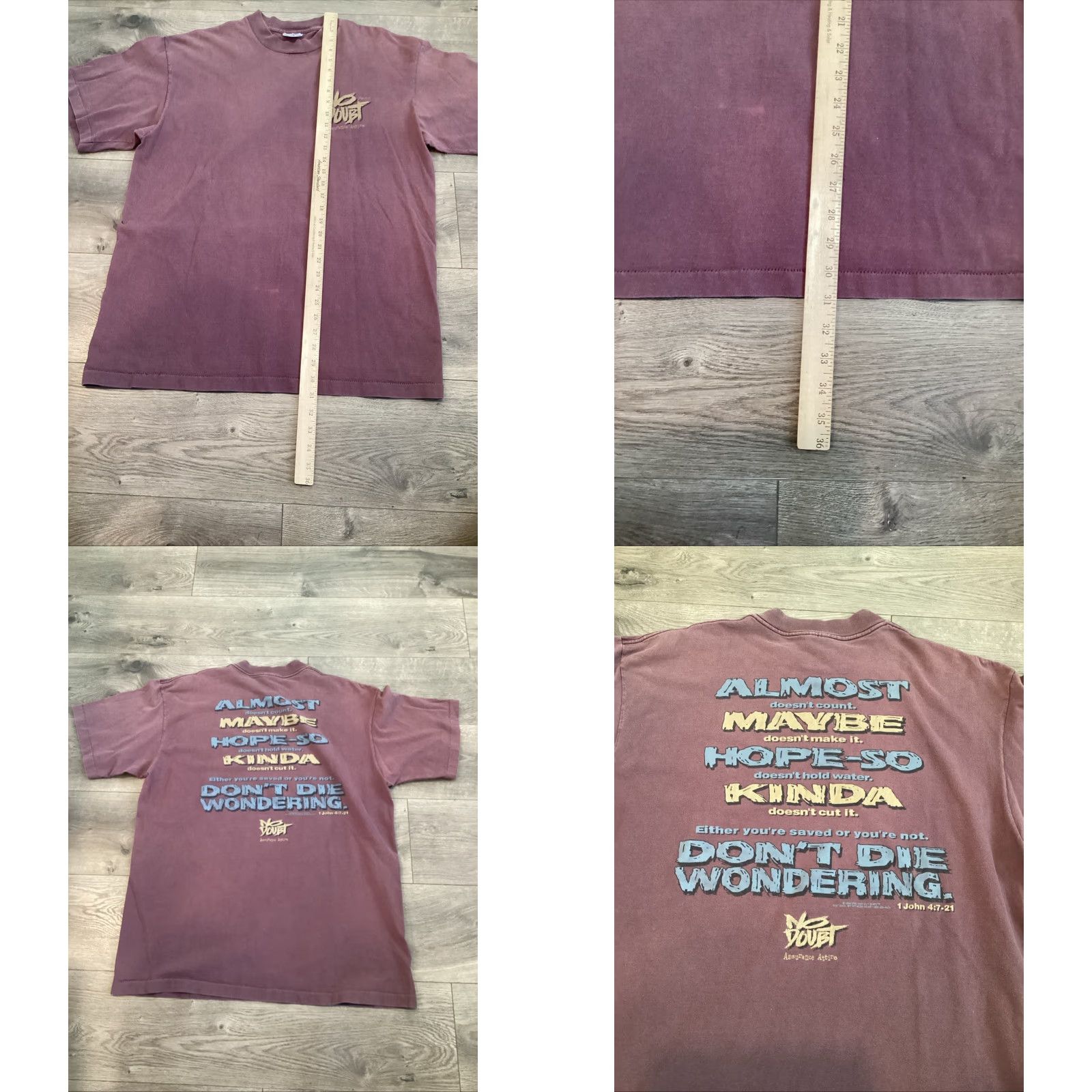 Vintage VINTAGE SOF TEE 90s Jesus Christian Shirt XL Red Acid-Wash Geometric Logo Tee Mens Size US XL / EU 56 / 4 - 8 Thumbnail