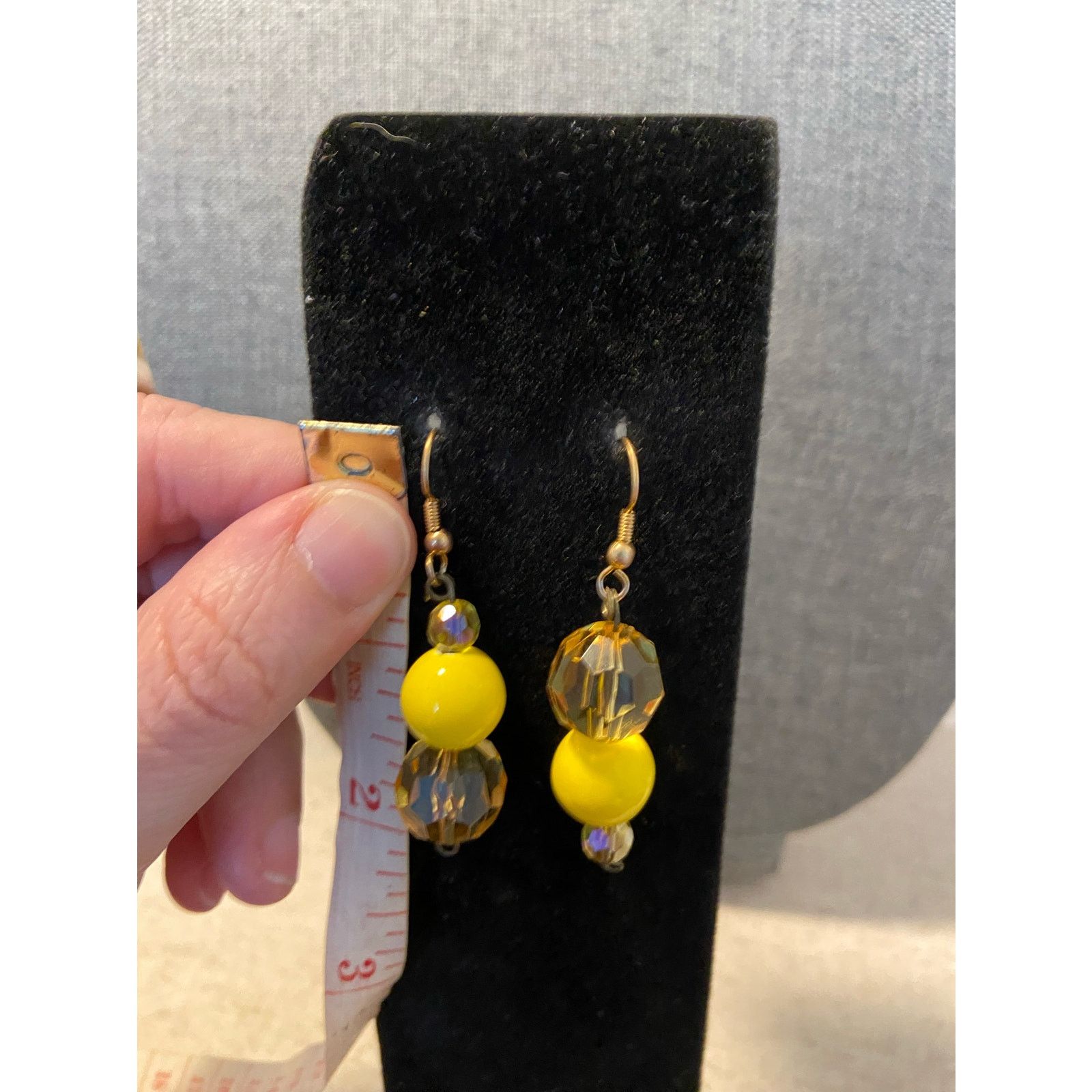 Handmade yellow bead earrings Size ONE SIZE - 3 Thumbnail