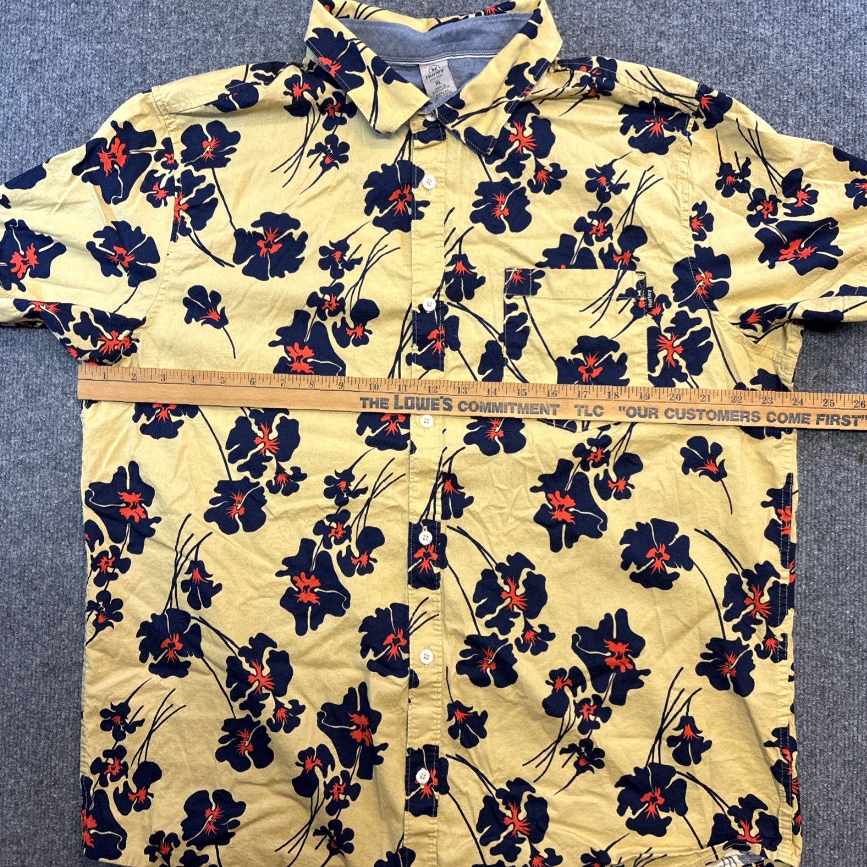 Hurley Hurley Button-Down Shirt Hawaiian Cotton Spandex Yellow Men XL Short Sleeve Shirt Size US XL / EU 56 / 4 - 4 Thumbnail