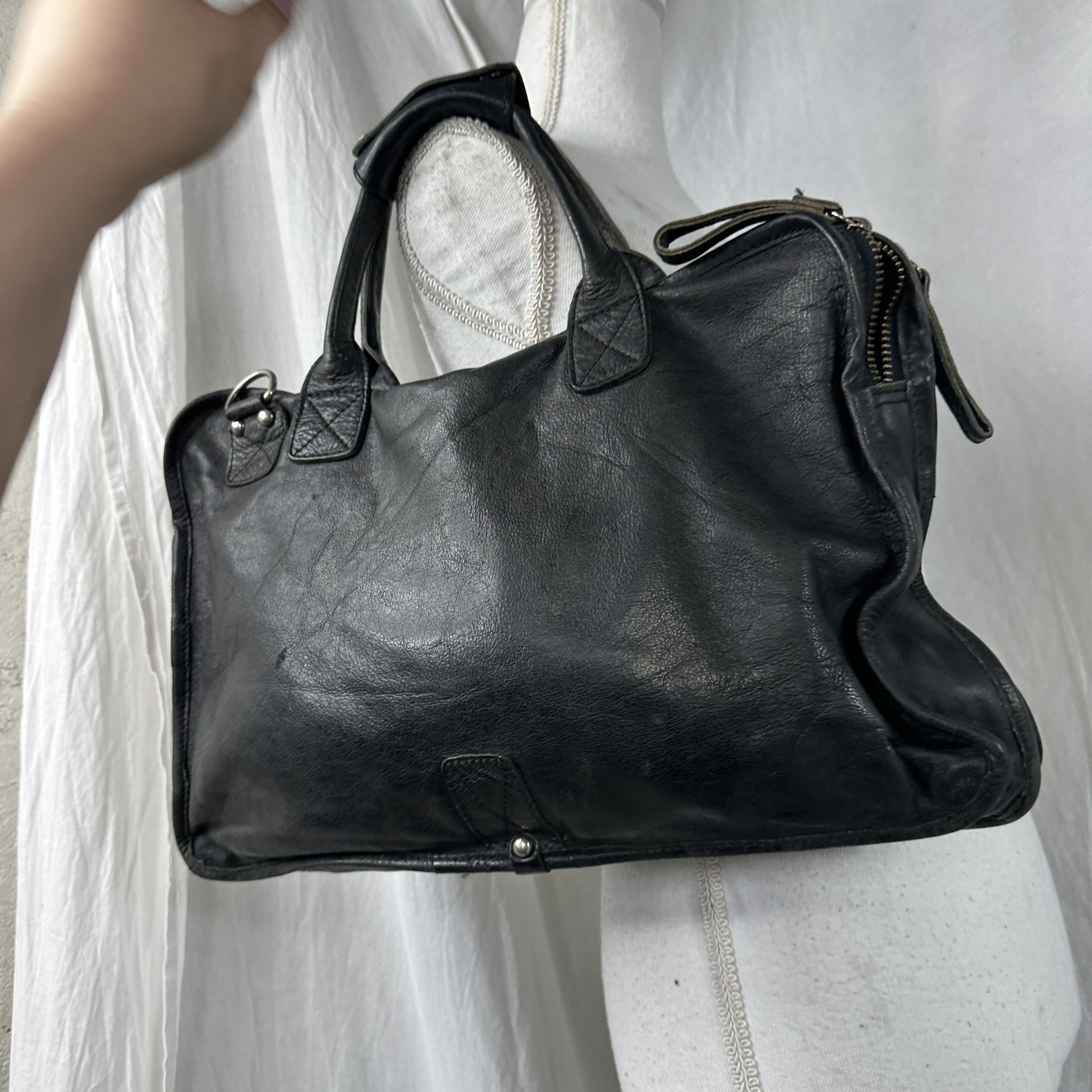 Vintage Vintage Leather Opium Avant Garde Biker Washed Bag 00s Size ONE SIZE - 8 Thumbnail